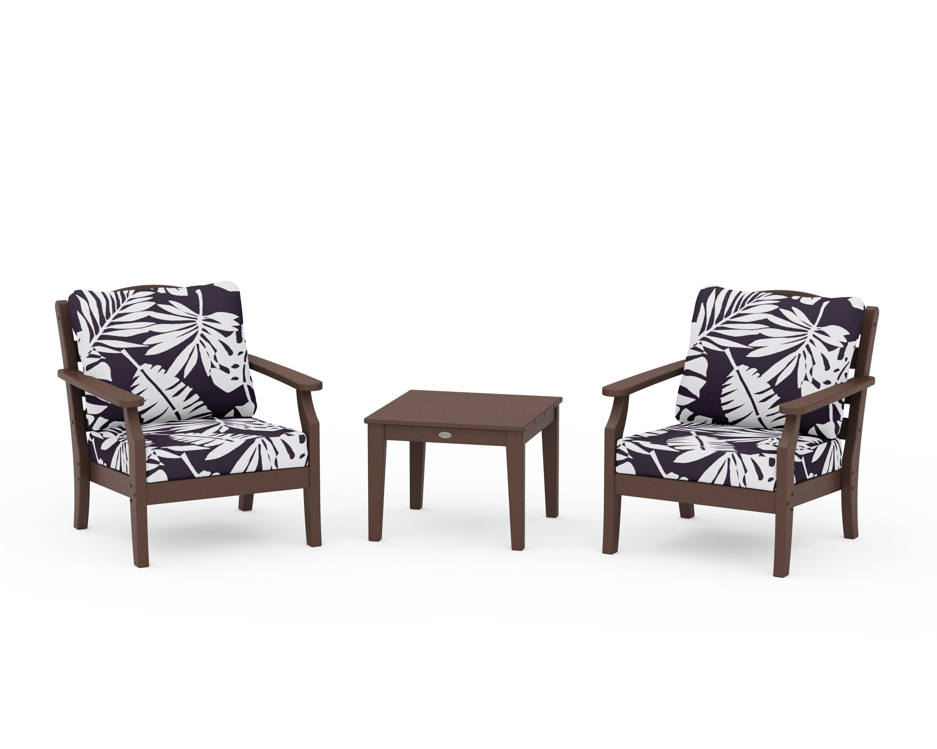 Savannah 3-Piece Deep Seating Set in Mahogany / Leaf Navy