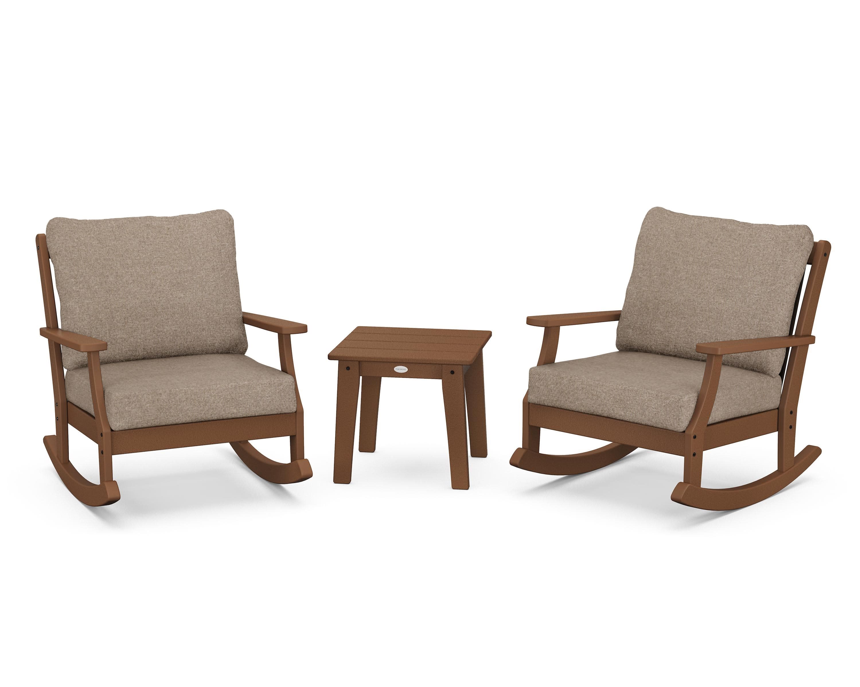 Braxton 3-Piece Deep Seating Rocker Set in Teak / Spiced Burlap