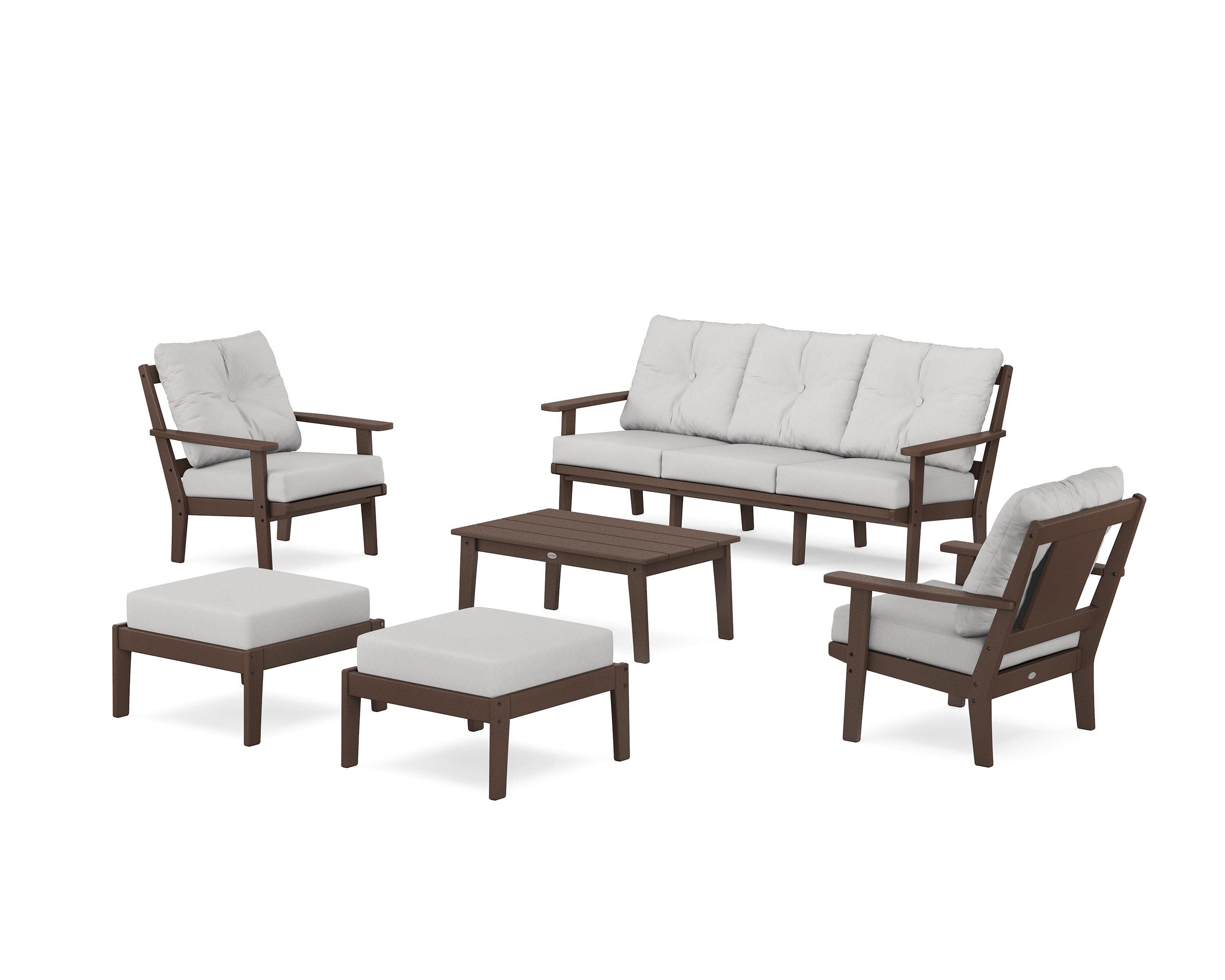 Prairie 6-Piece Lounge Sofa Set in Mahogany / Diamond in the Rough