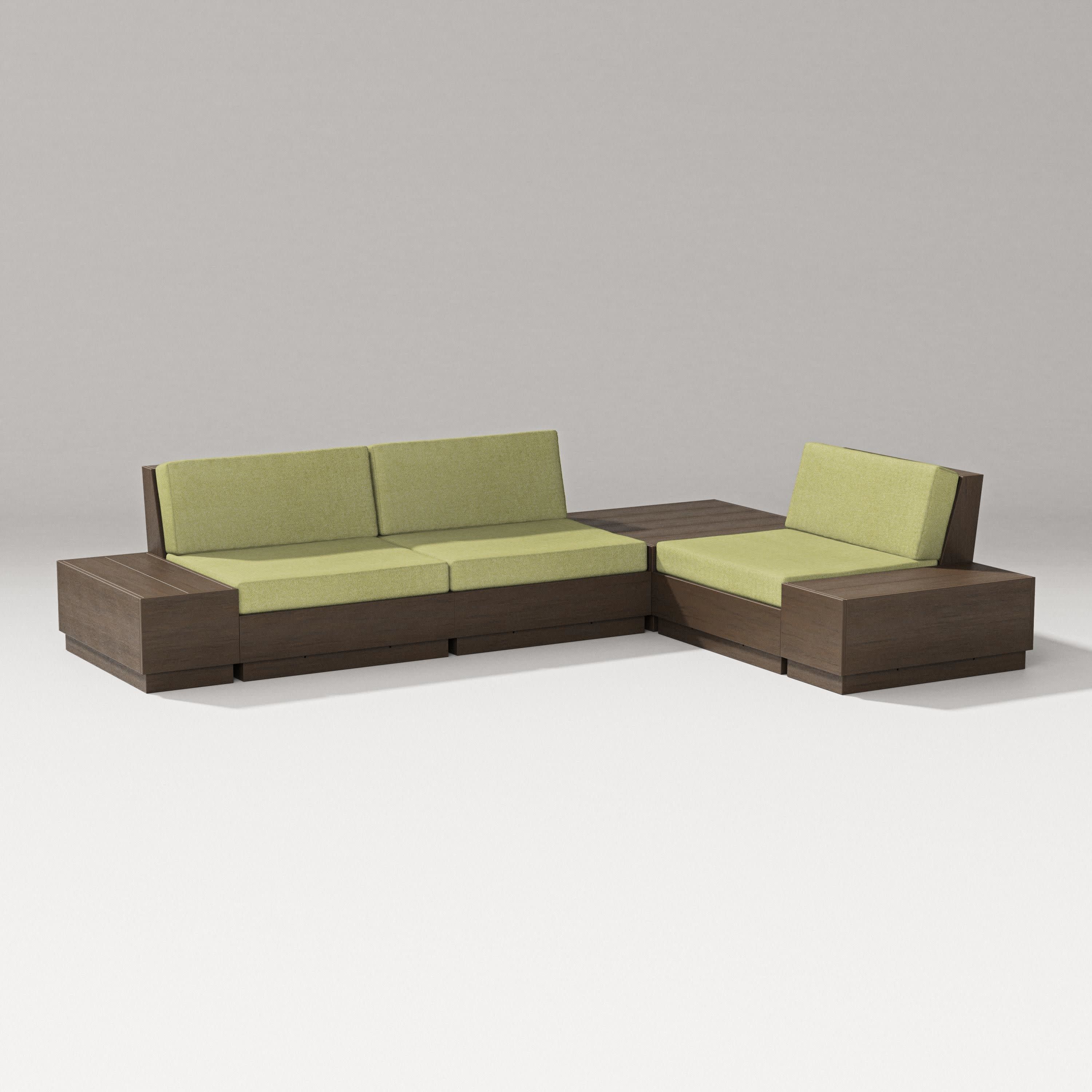 Elevate 6-Piece Corner Sectional in Kona / Chartreuse Boucle