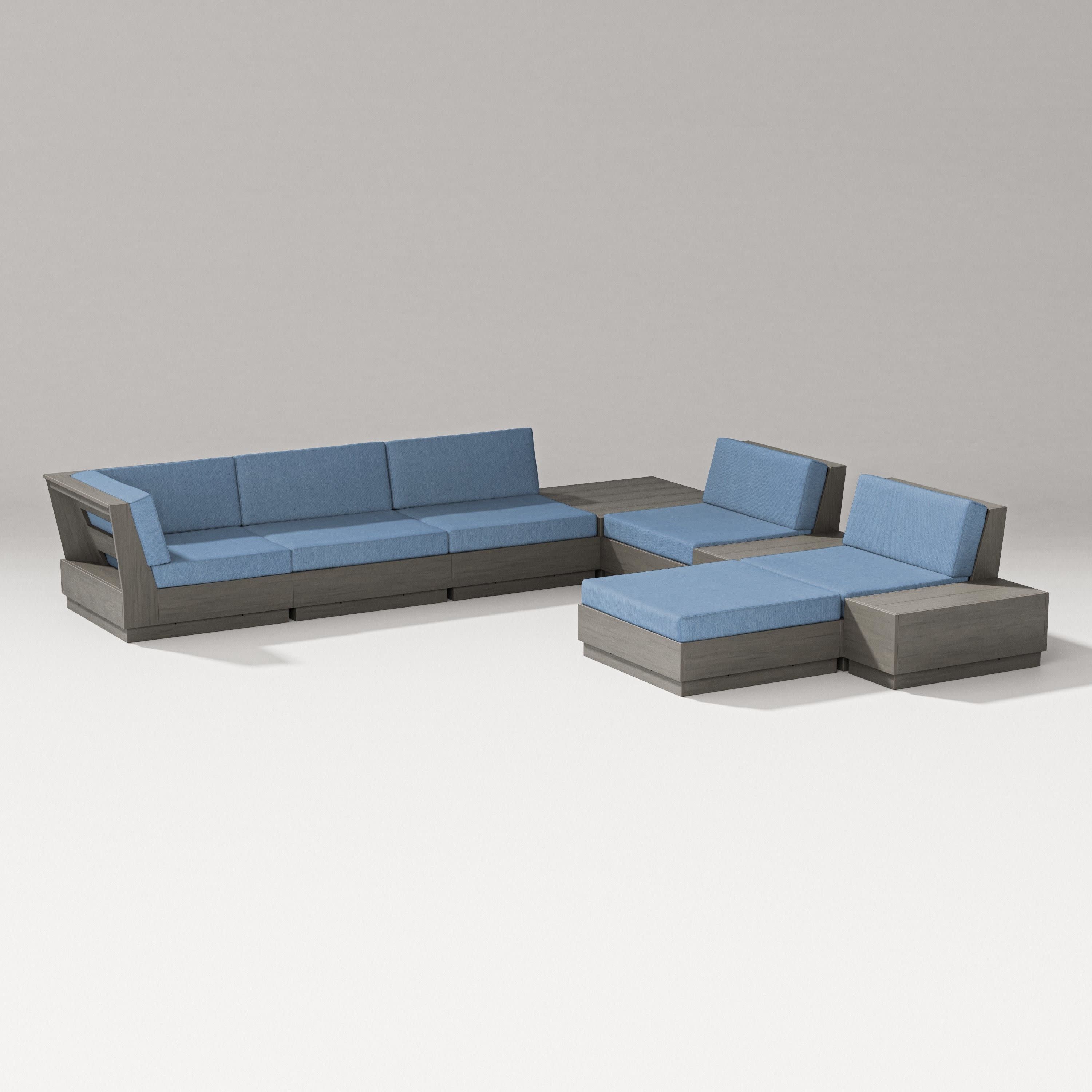 Elevate 9-Piece Conversation Sectional in Driftwood / Sky Blue