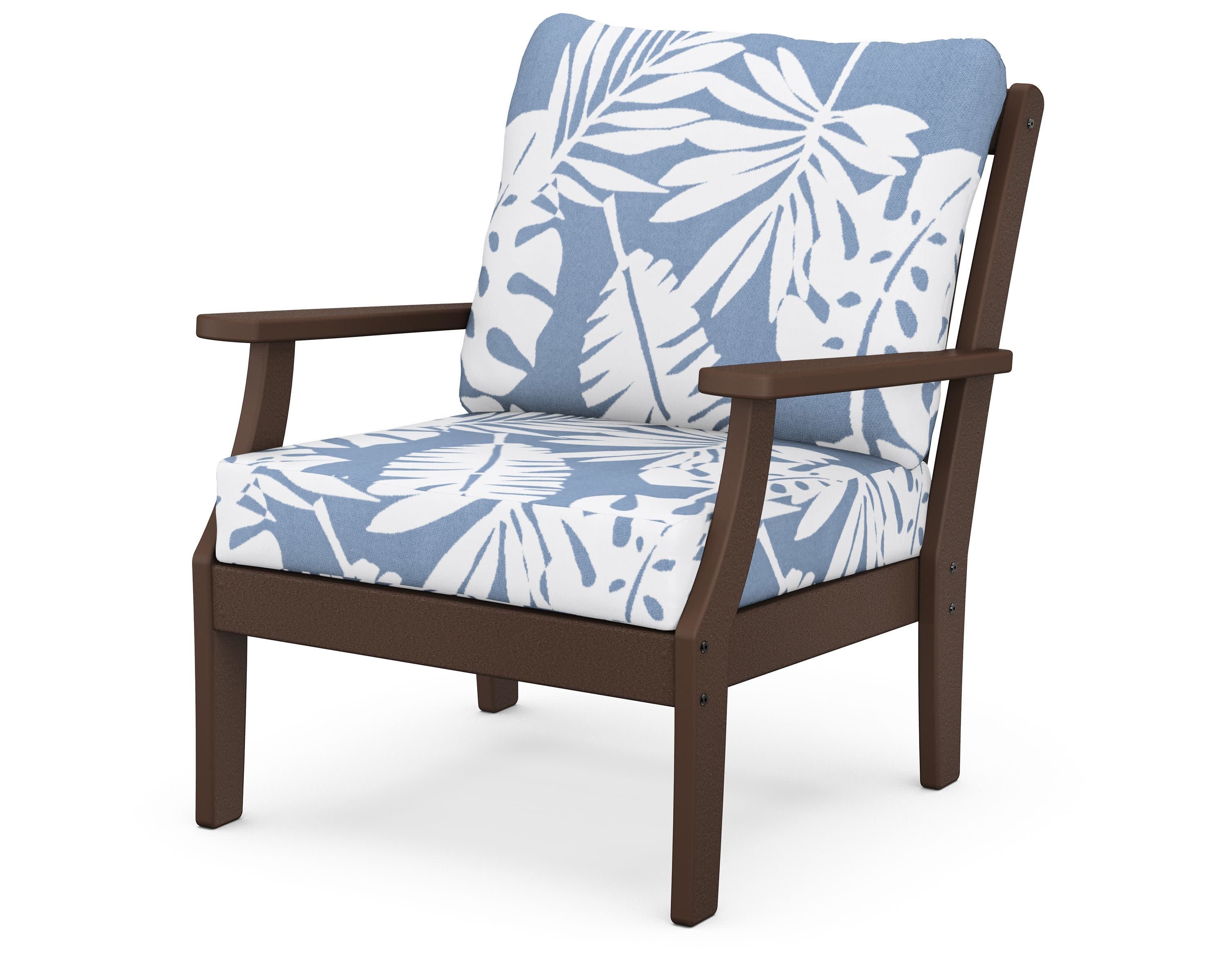 Braxton Deep Seating Chair in Mahogany / Leaf Sky Blue