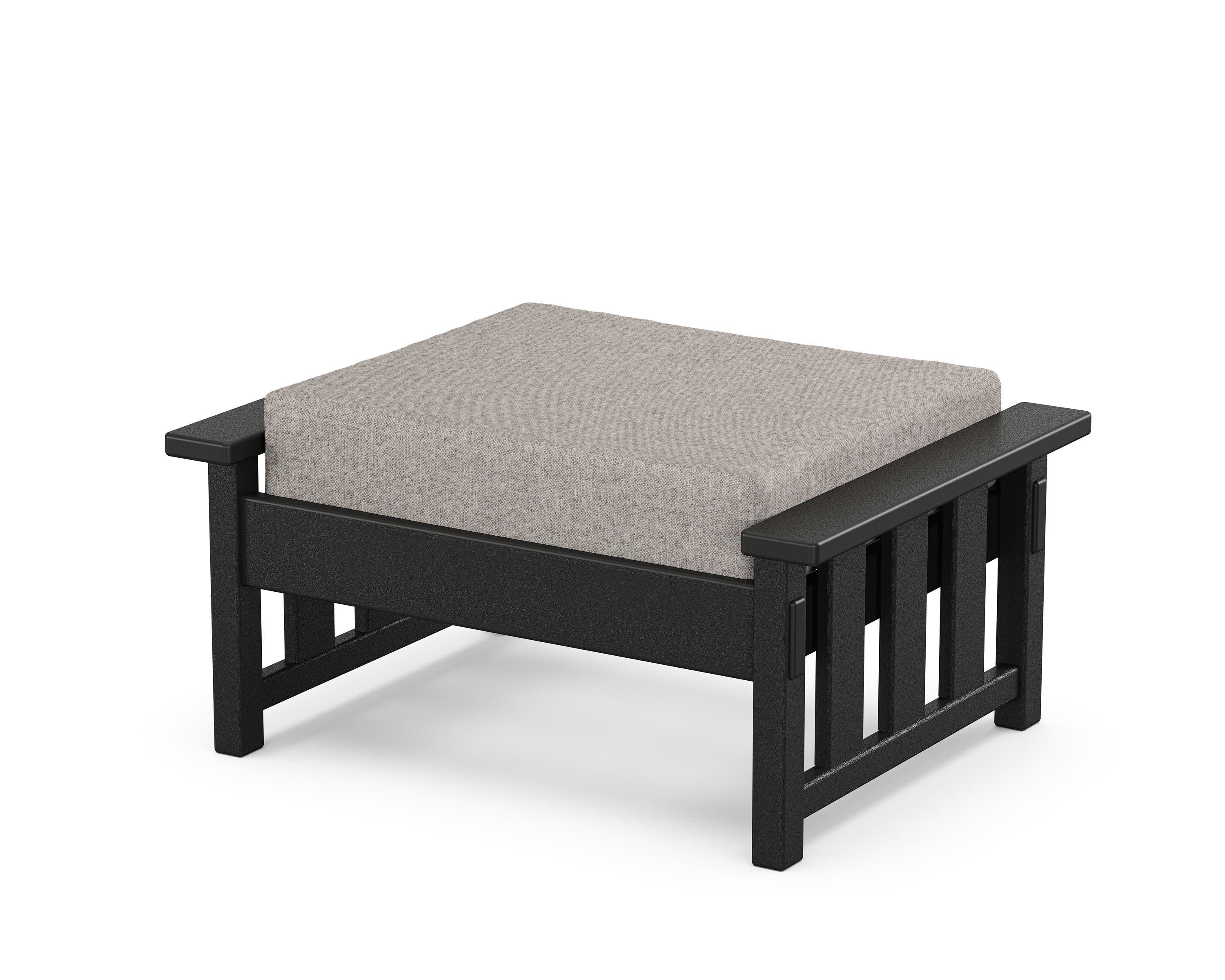 Acadia Deep Seating Ottoman in Black / Weathered Tweed