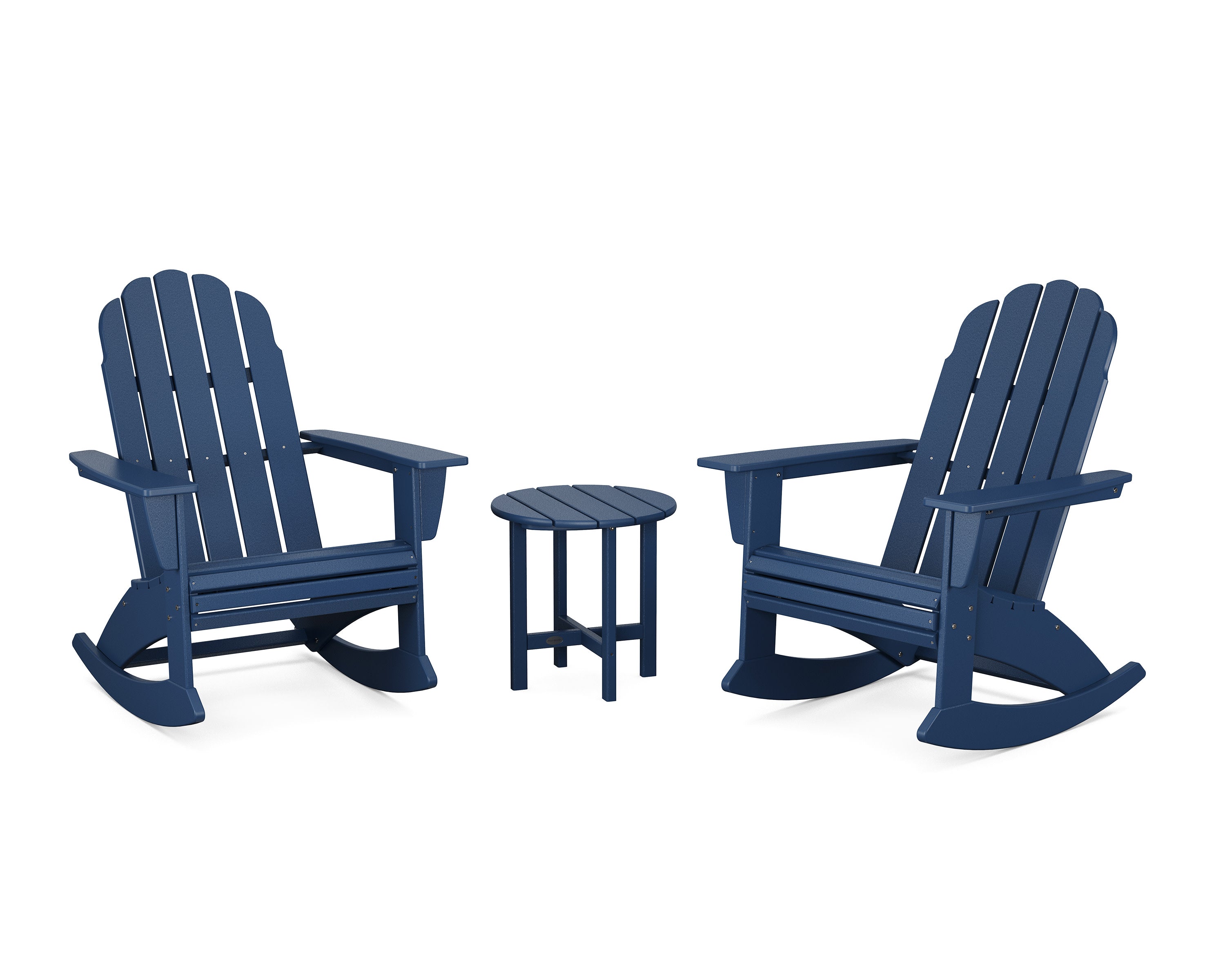 Vineyard Curveback 3-Piece Adirondack Rocking Chair Set in Navy