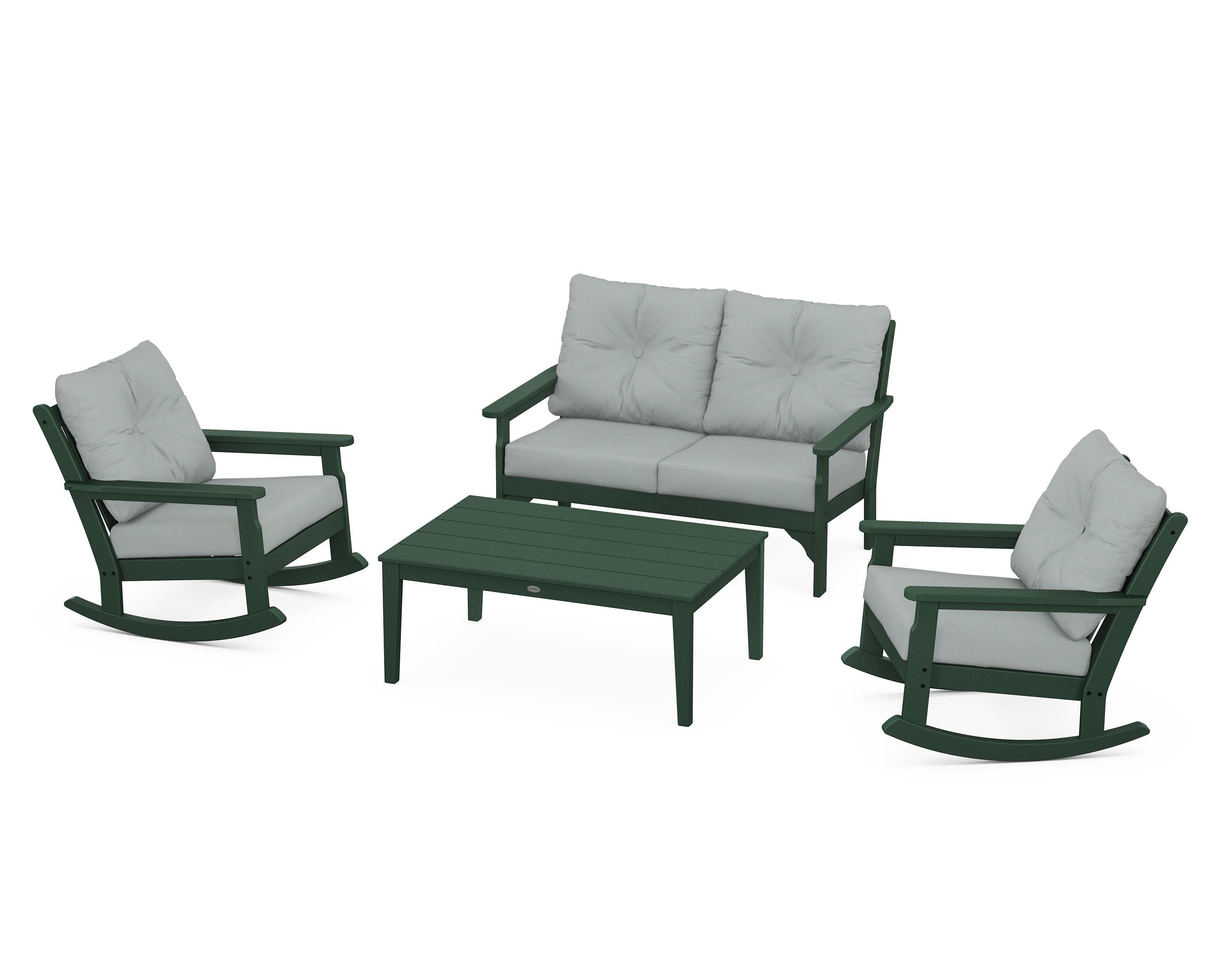 Vineyard 4-Piece Deep Seating Rocking Chair Set in Green / Spa