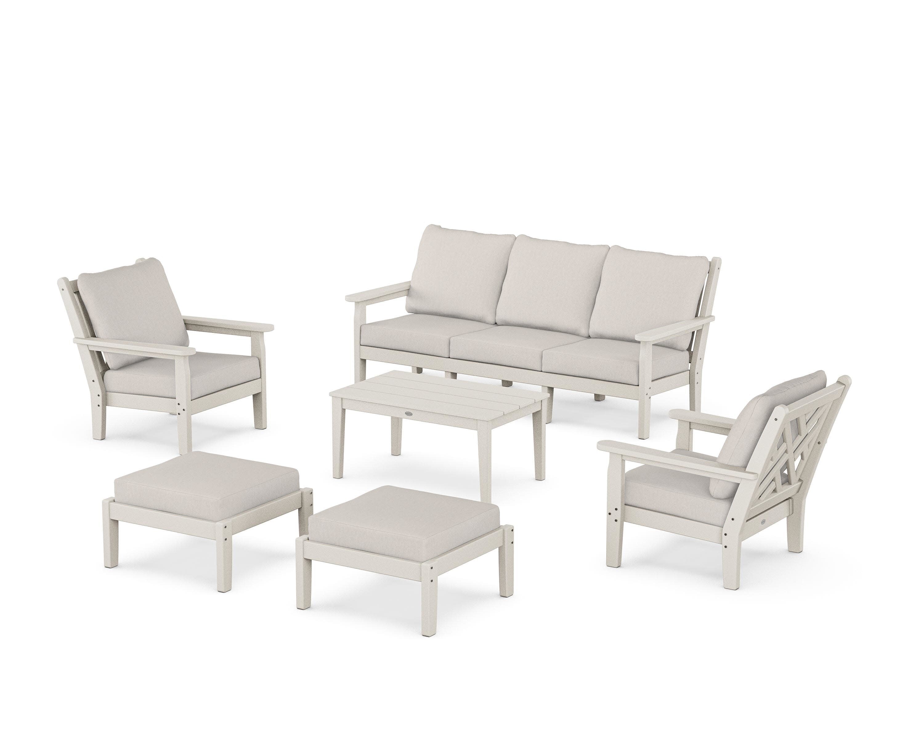Chippendale 6-Piece Lounge Sofa Set in Sand / Cast Ash