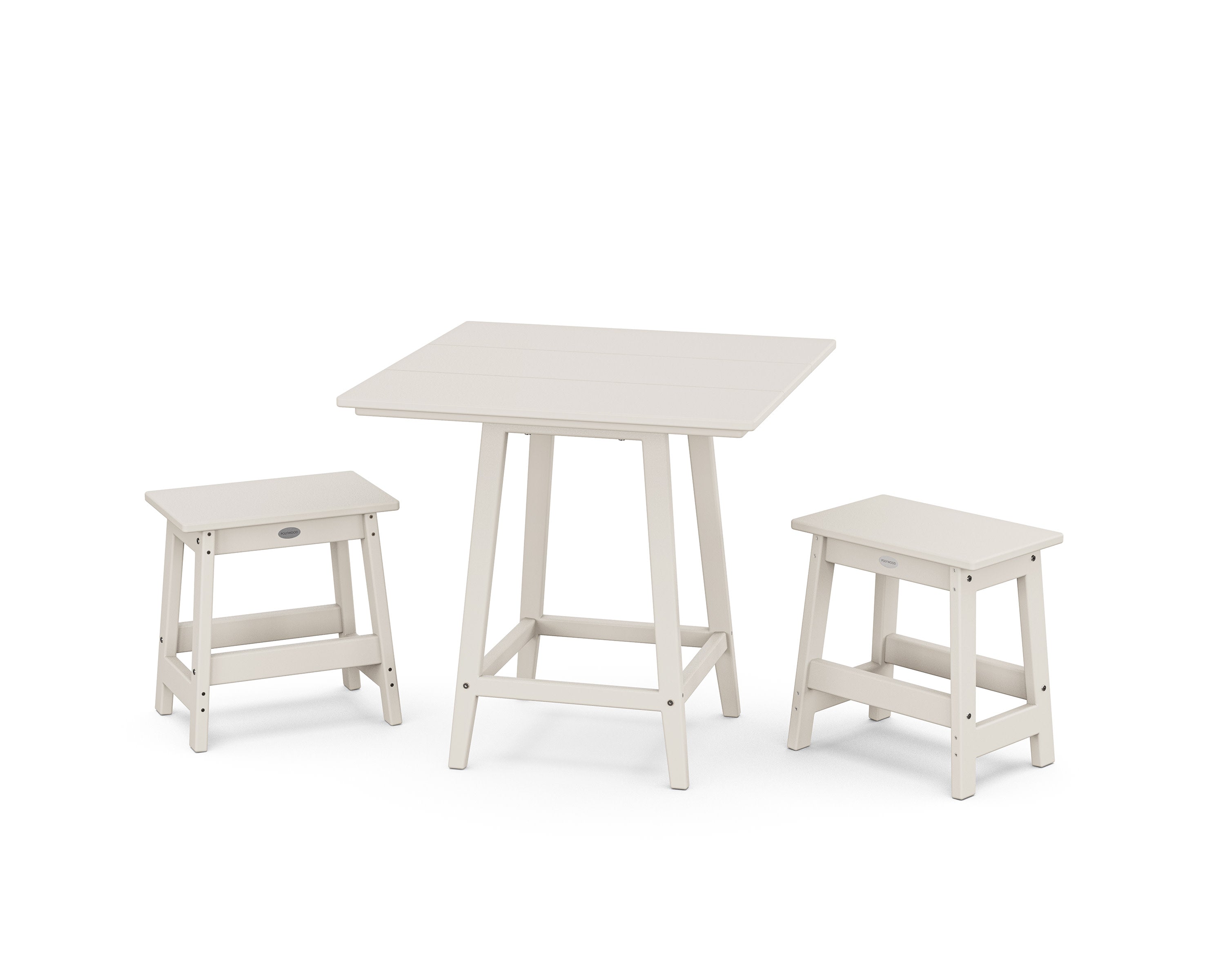 Modern Studio Stool 3-Piece Square Bistro Set in Sand