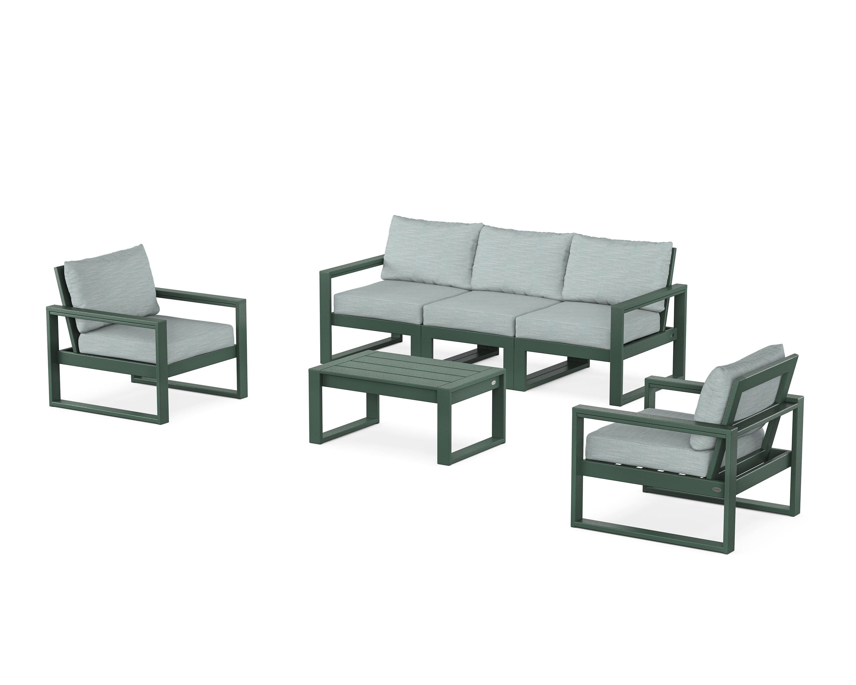 EDGE Sectional 4-Piece Deep Seating Set with Sofa in Green / Soothe Mist