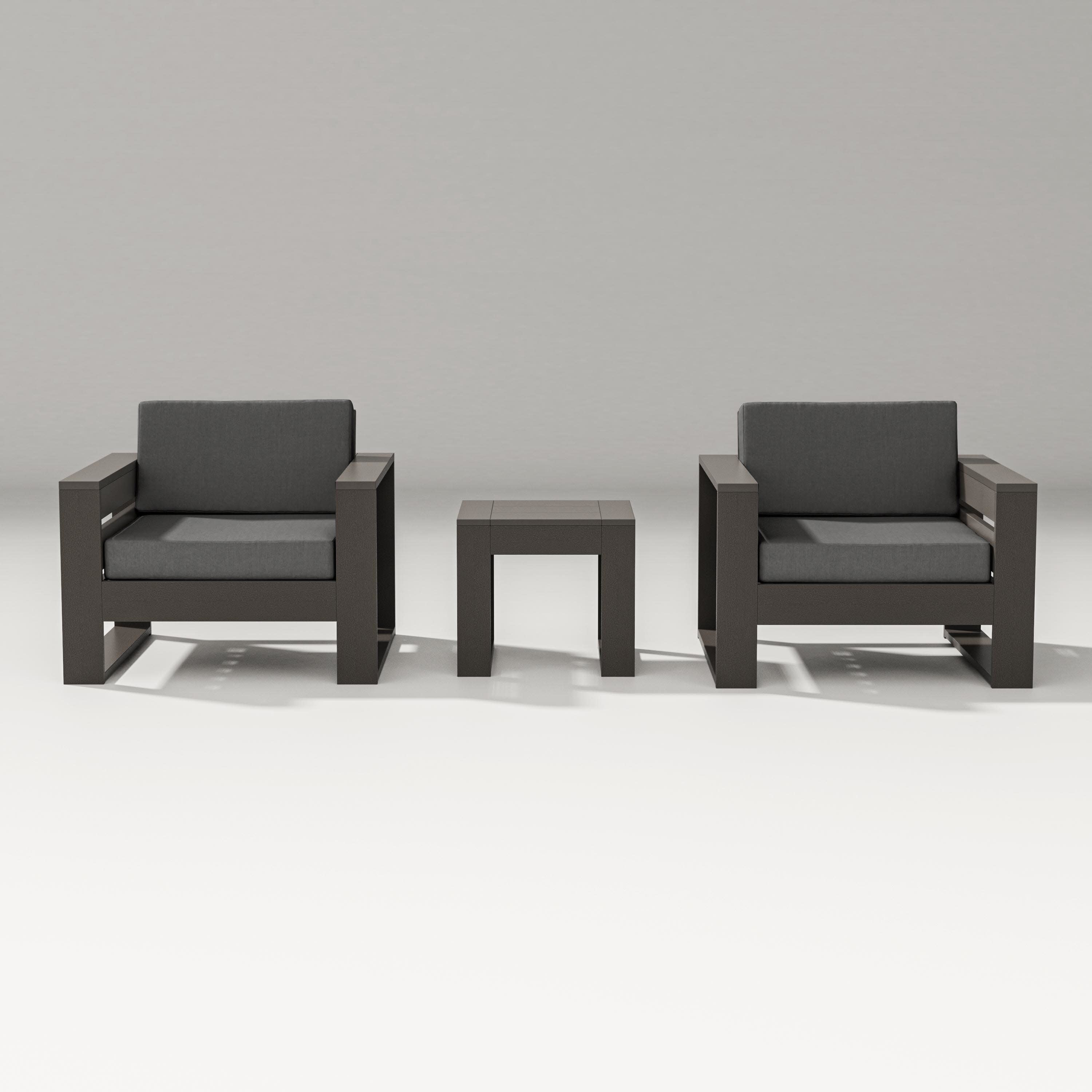 Latitude 3-Piece Lounge Chair Set in Vintage Coffee / Spectrum Carbon