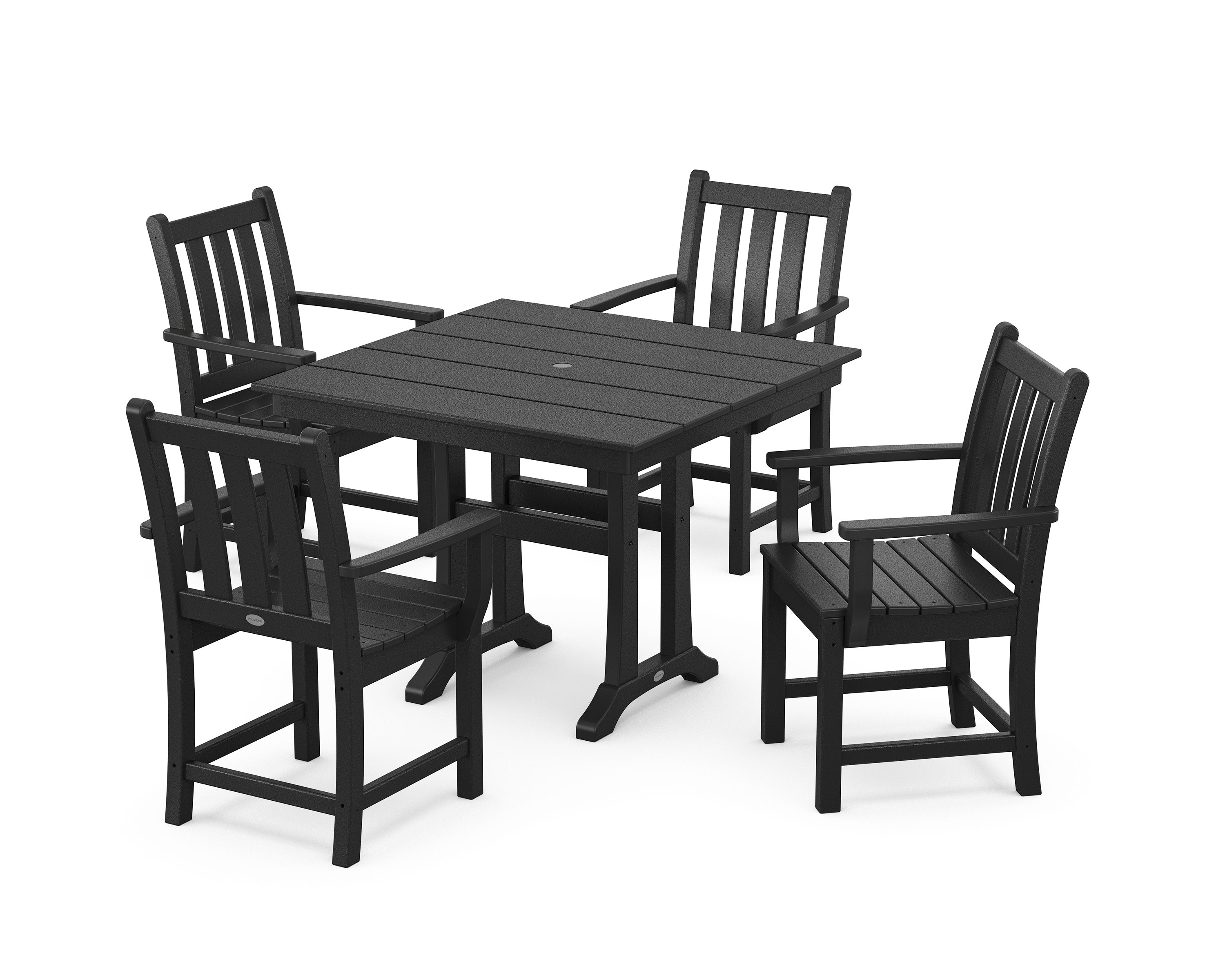 Traditional Garden 5-Piece Farmhouse Dining Set With Trestle Legs in Black