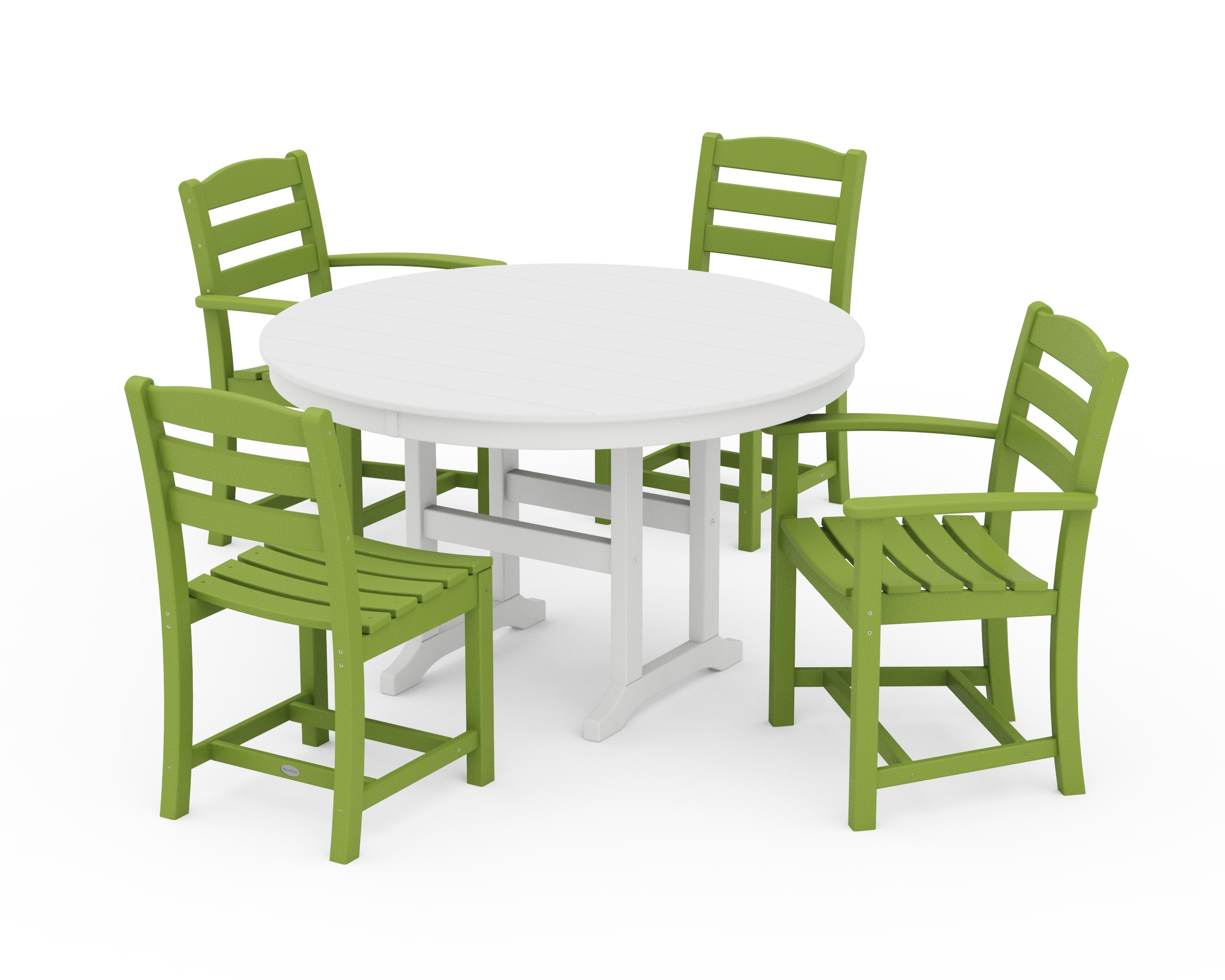 La Casa Caf 5-Piece Round Farmhouse Dining Set in Lime / White