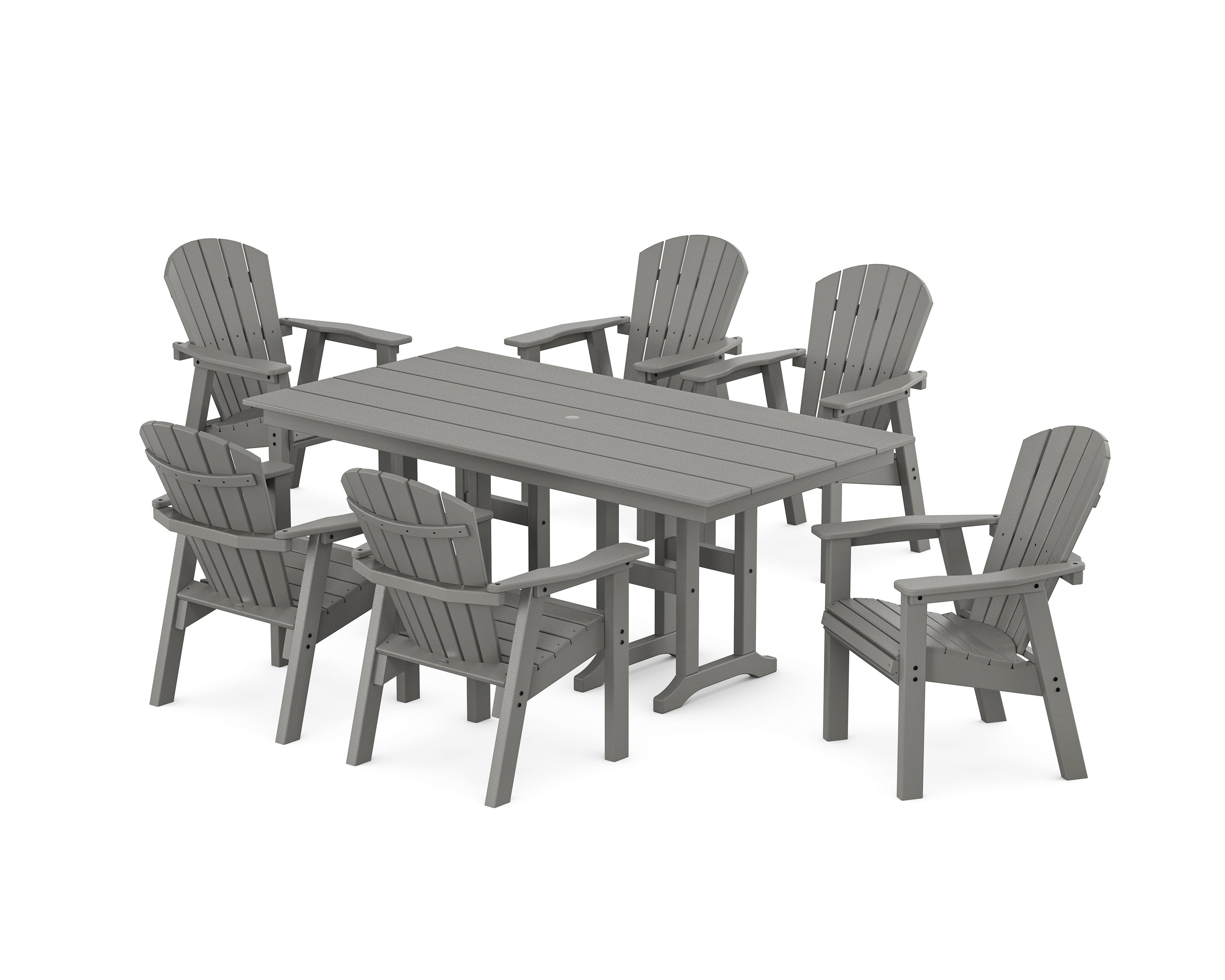 Seashell 7-Piece Farmhouse Dining Set in Slate Grey