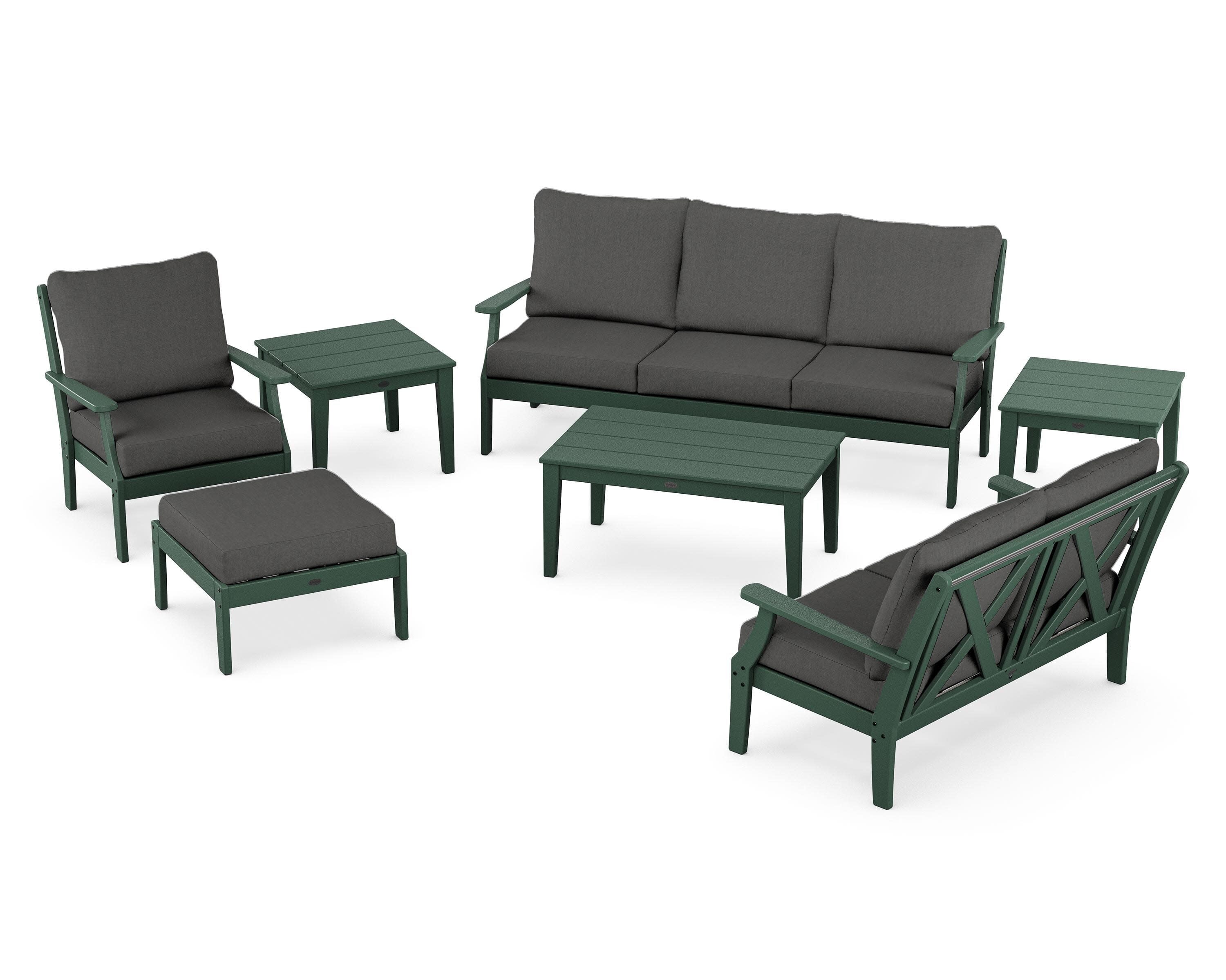 Braxton 7-Piece Deep Seating Set in Green / Spectrum Carbon