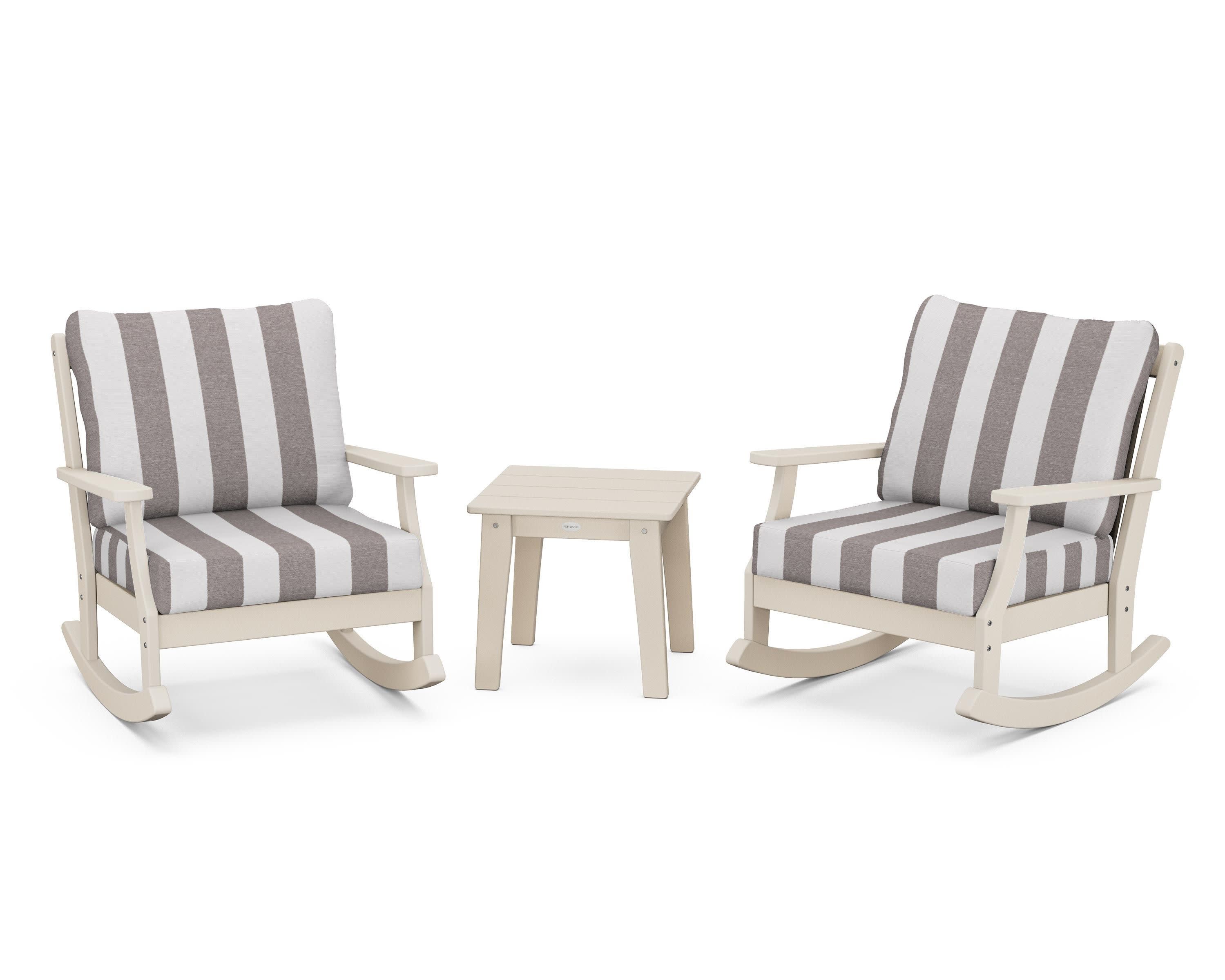 Braxton 3-Piece Deep Seating Rocker Set in Sand / Cabana Stripe Grey Mist