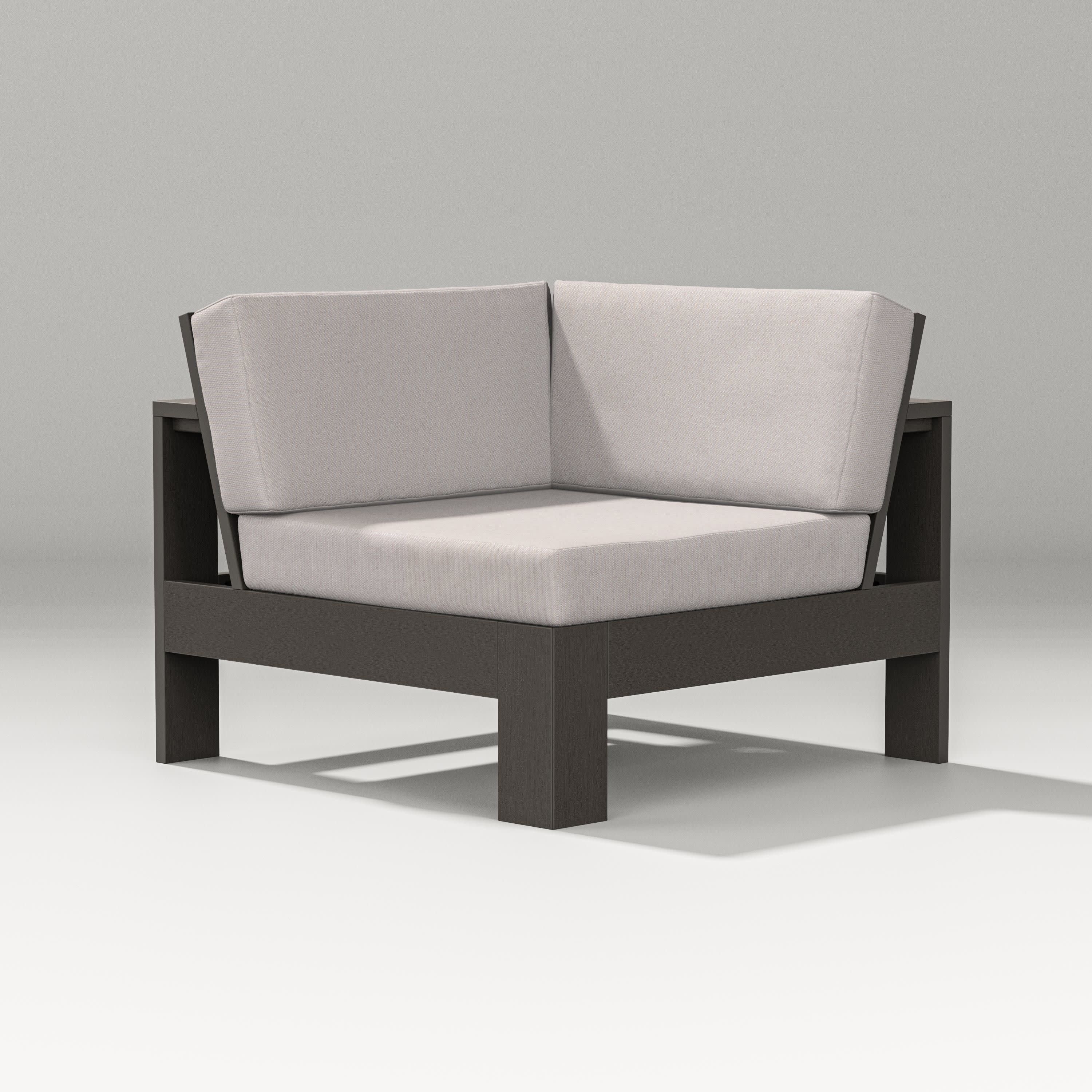 Latitude Modular Corner Chair in Vintage Coffee / Dune Burlap