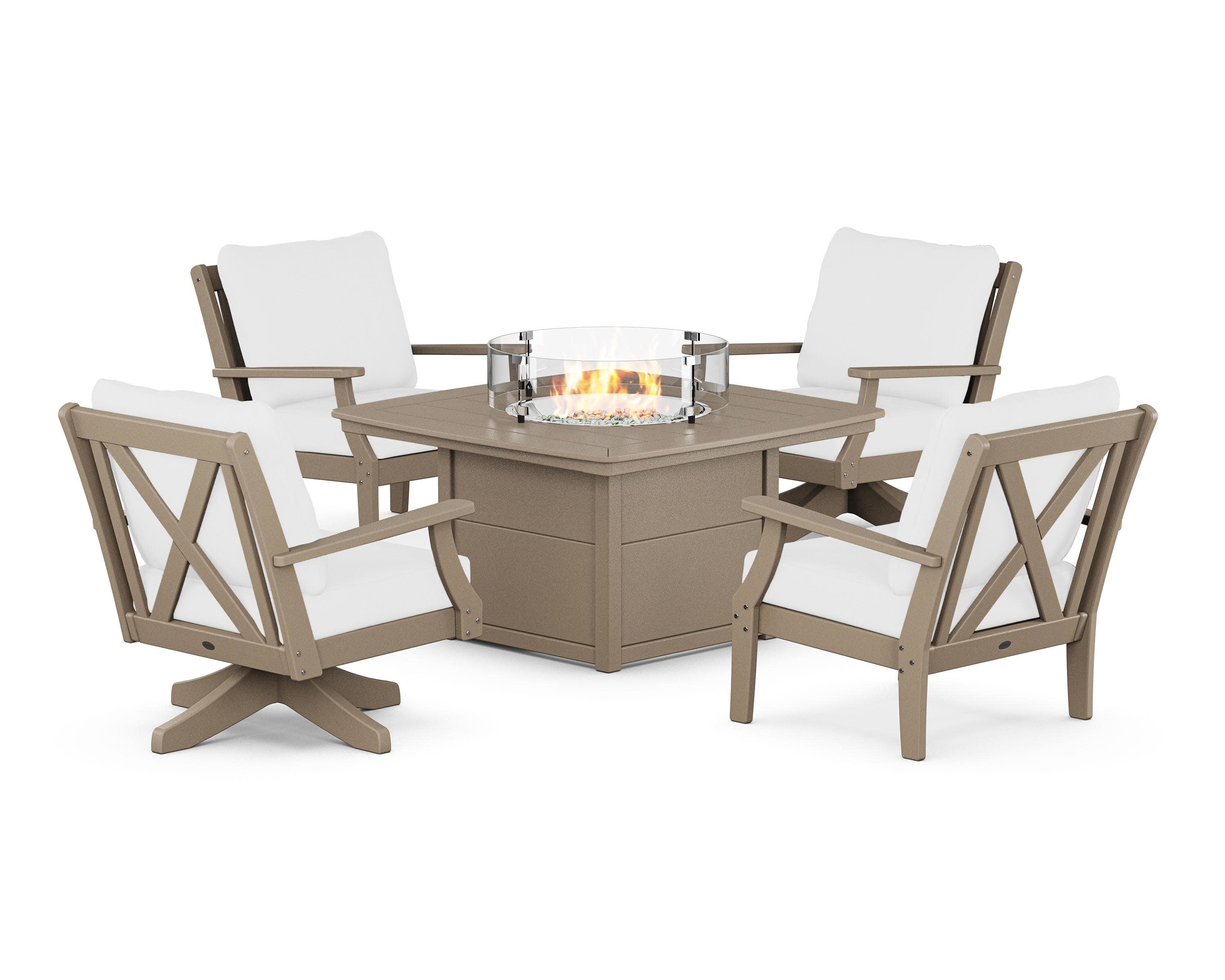 Braxton 5-Piece Deep Seating Set with Fire Table in Sand / Natural
