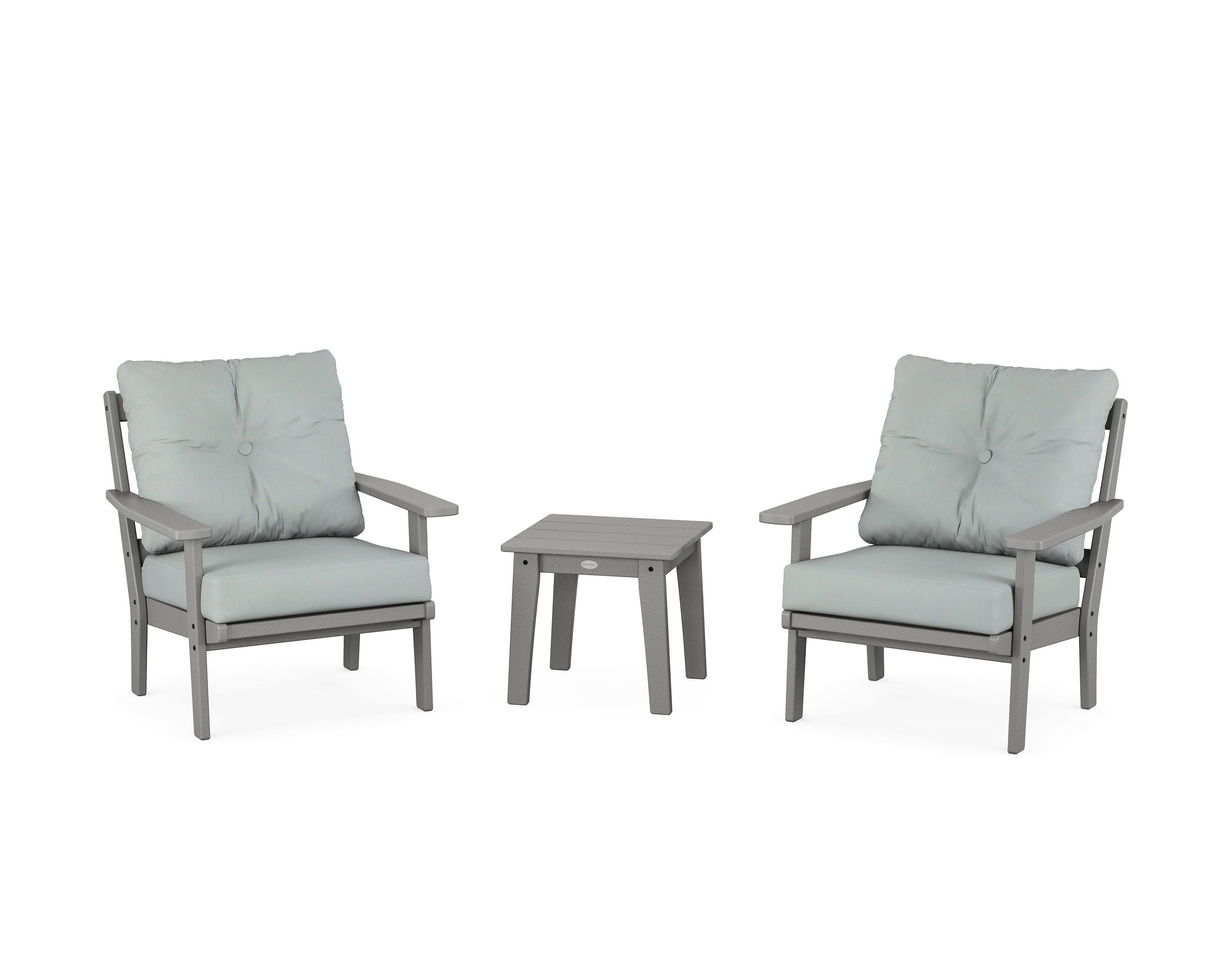 Prairie 3-Piece Deep Seating Set in Slate Grey / Spa
