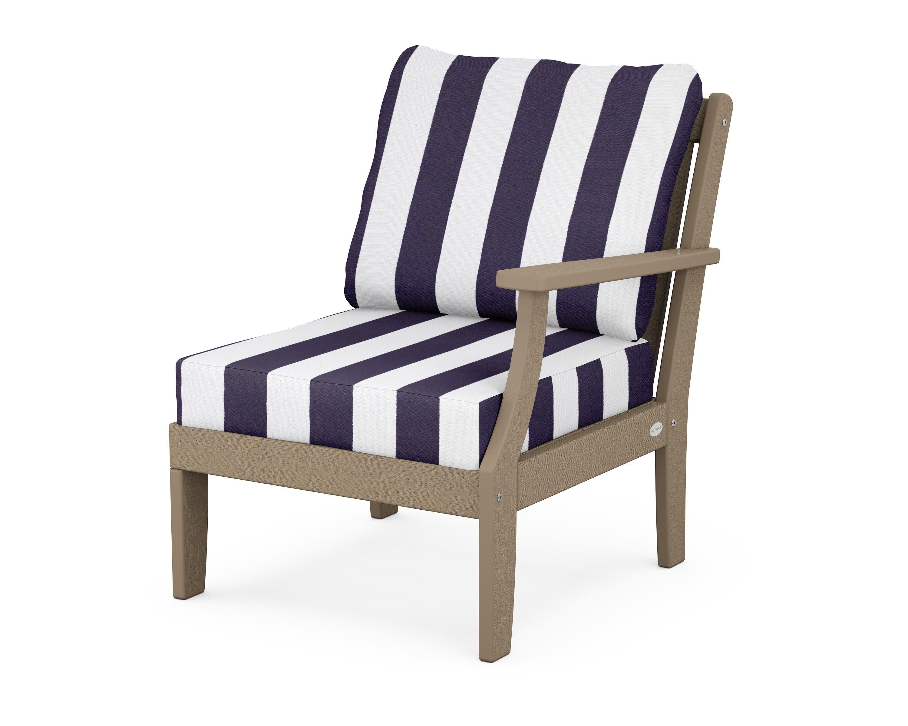 Braxton Modular Right Arm Chair in Vintage Sahara / Cabana Stripe Navy