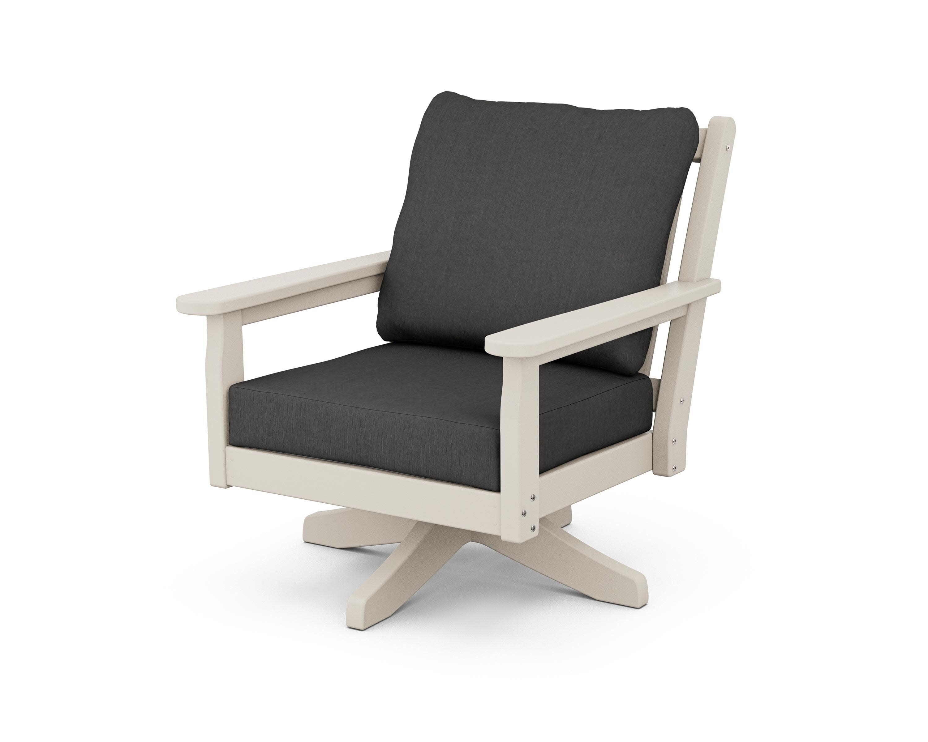 Chippendale Deep Seating Swivel Chair in Sand / Spectrum Carbon
