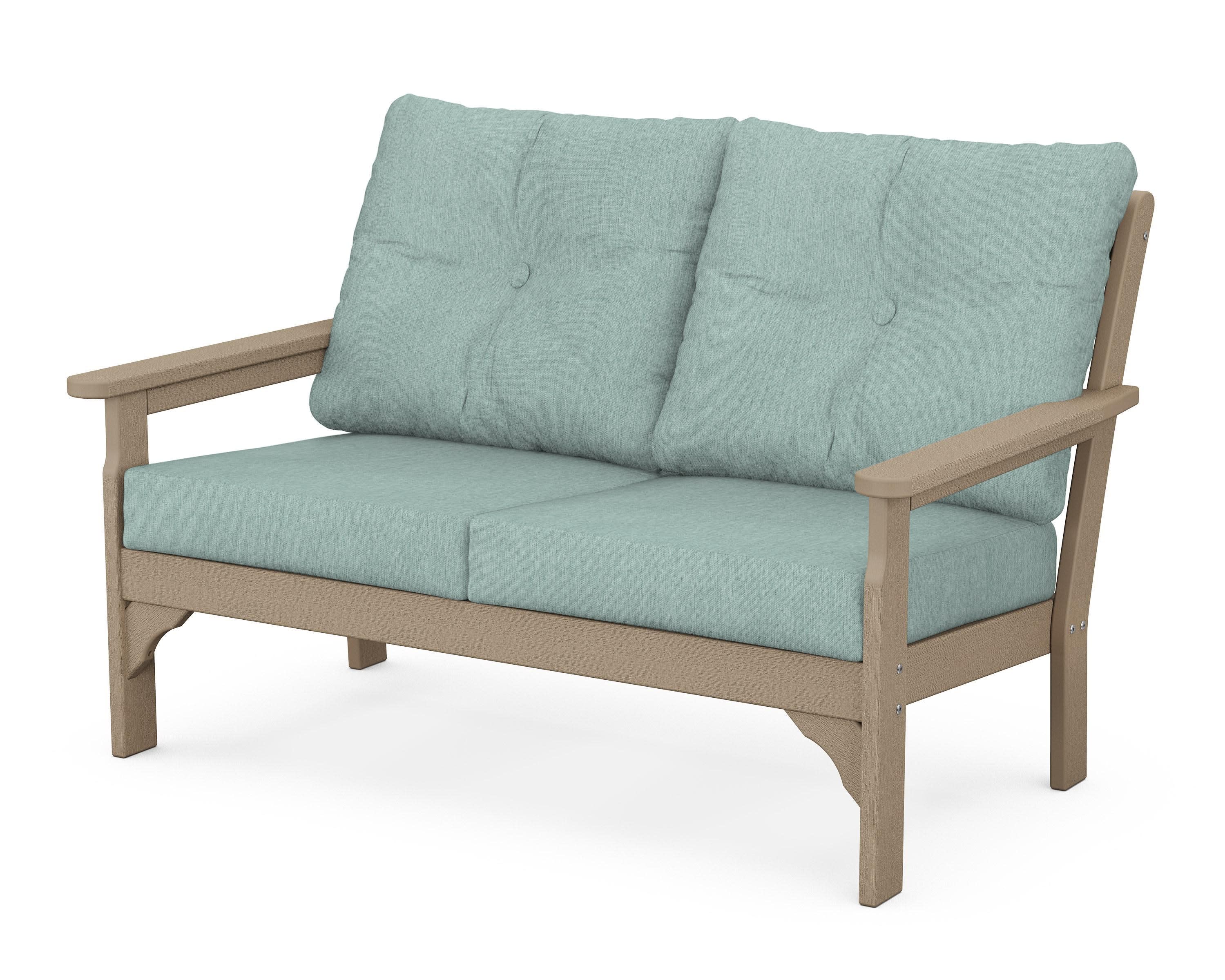 Vineyard Deep Seating Loveseat in Vintage Sahara / Glacier Spa