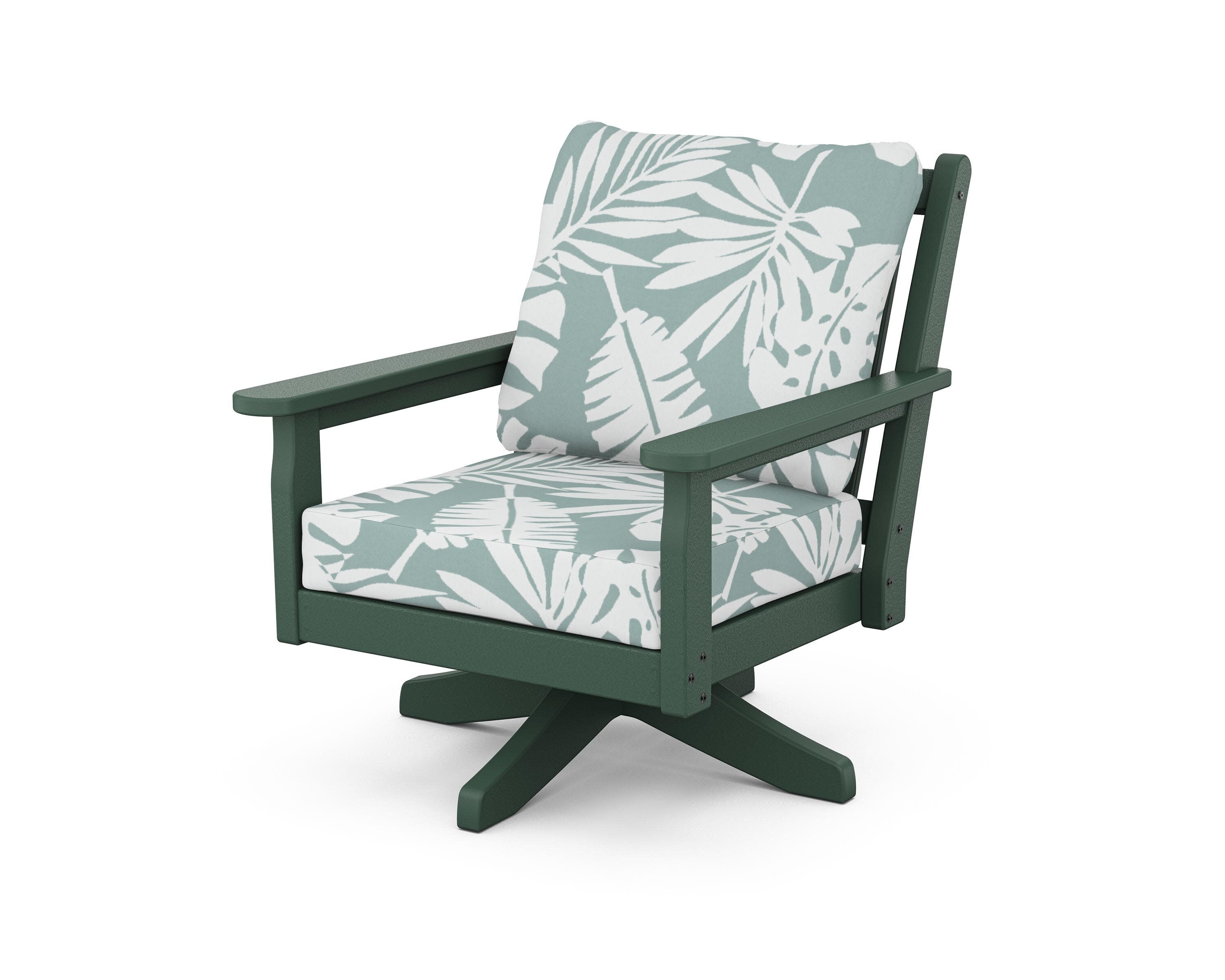 Chippendale Deep Seating Swivel Chair in Green / Leaf Glacier Spa