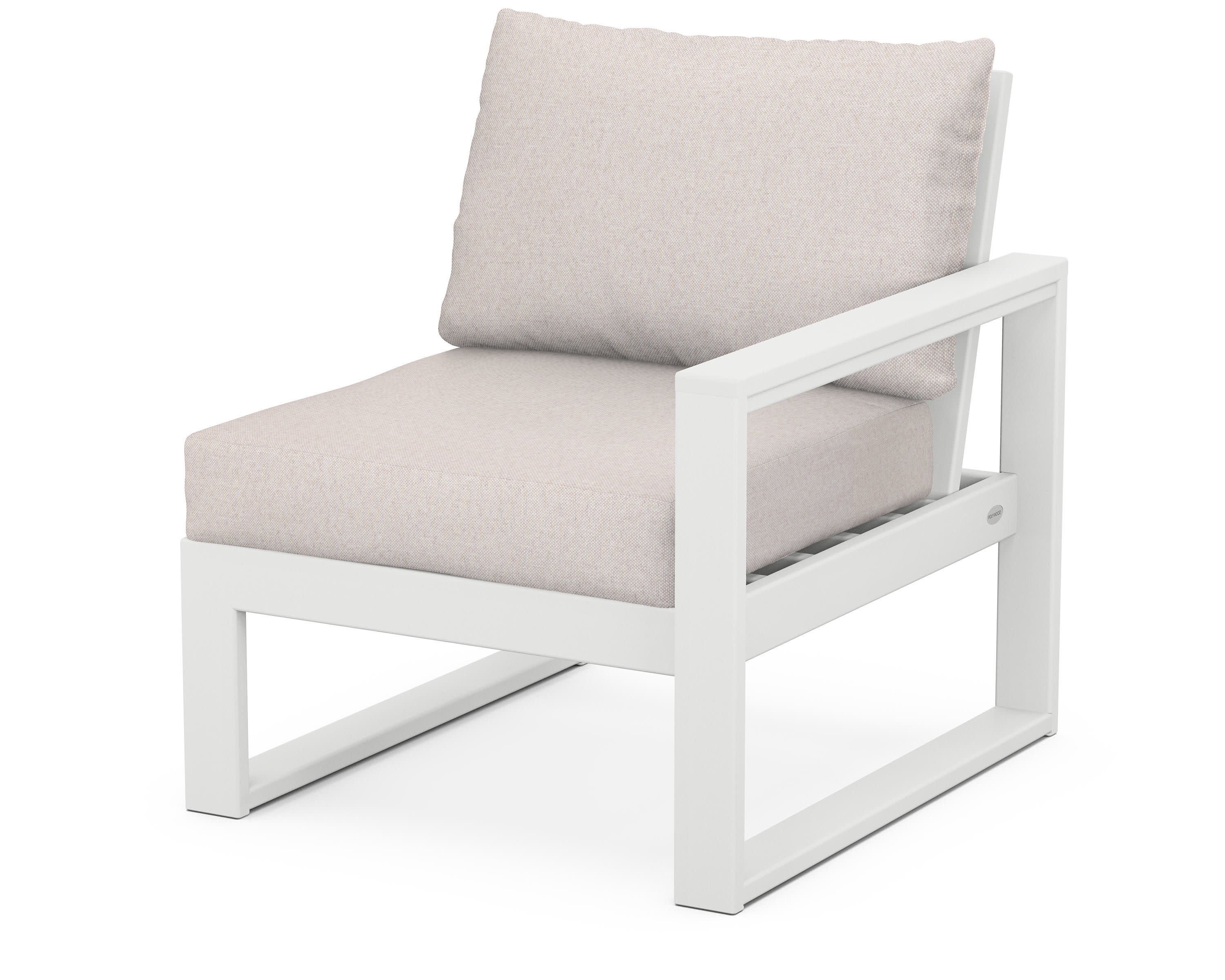 EDGE Modular Right Arm Chair in White / Dune Burlap