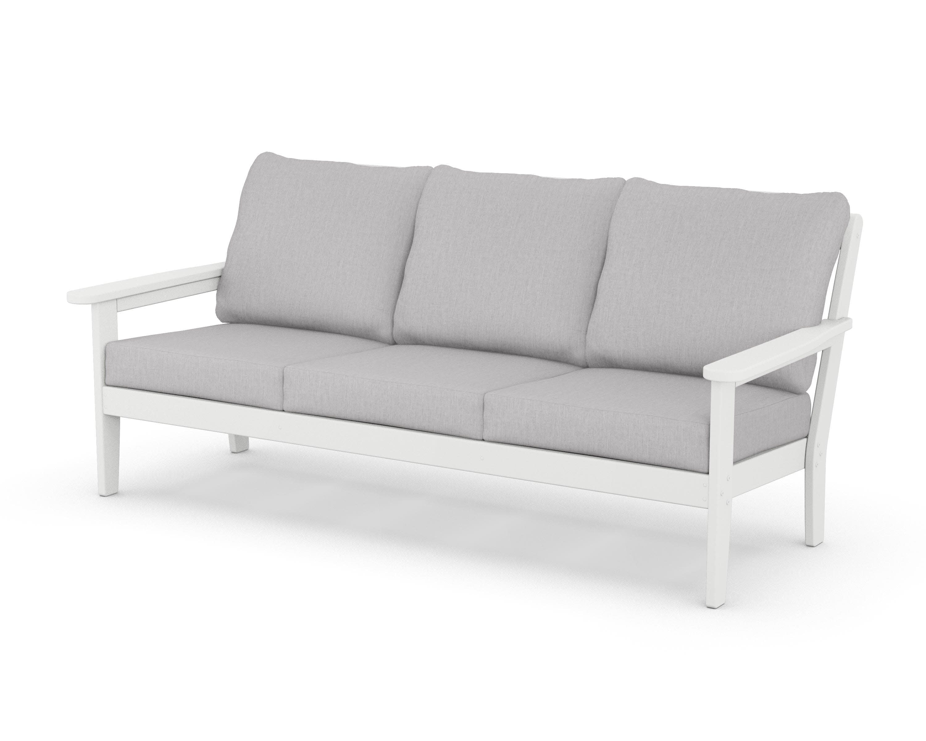 Cottage Deep Seating Sofa in White / Granite