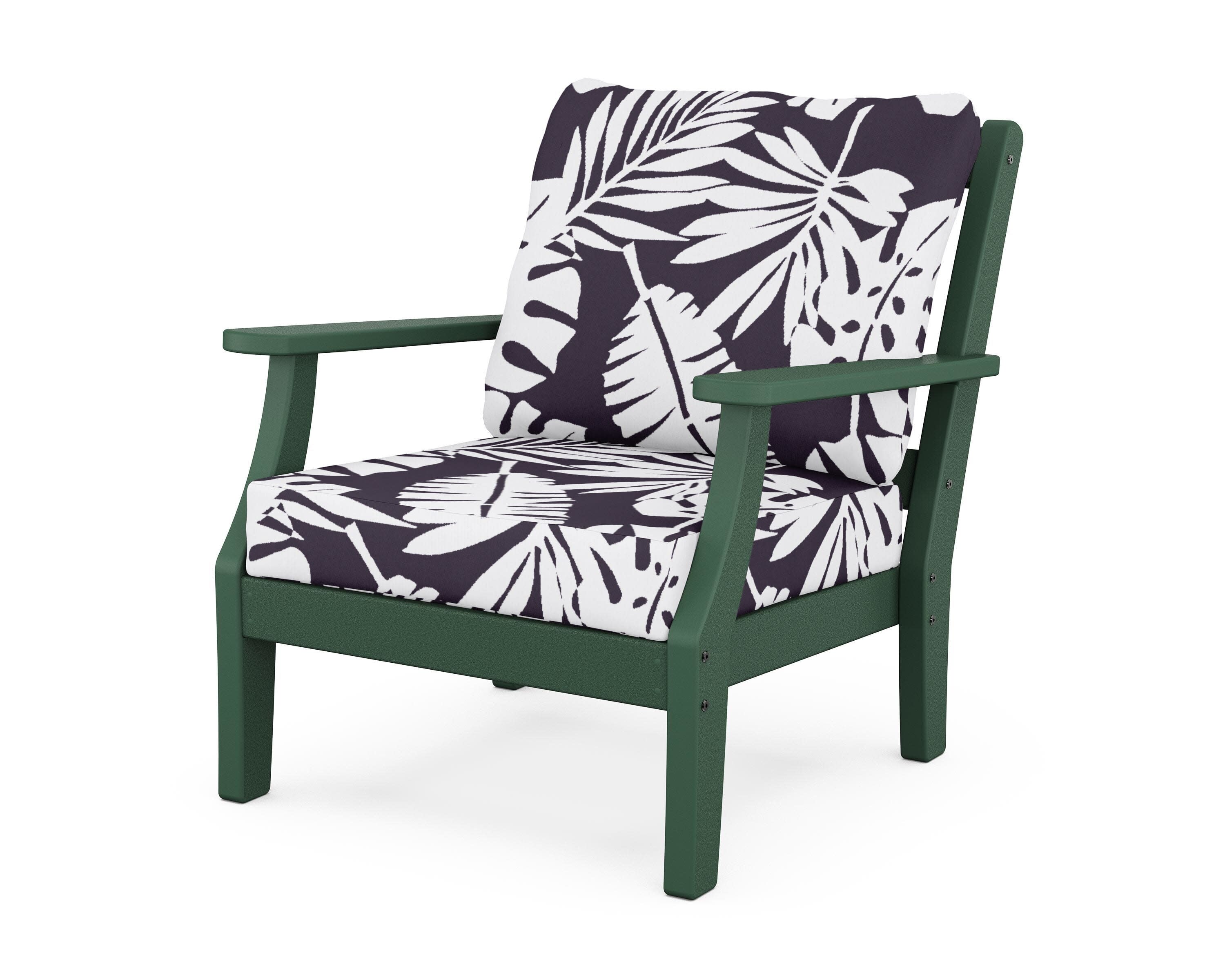 Chinoiserie Deep Seating Chair in Green / Leaf Navy