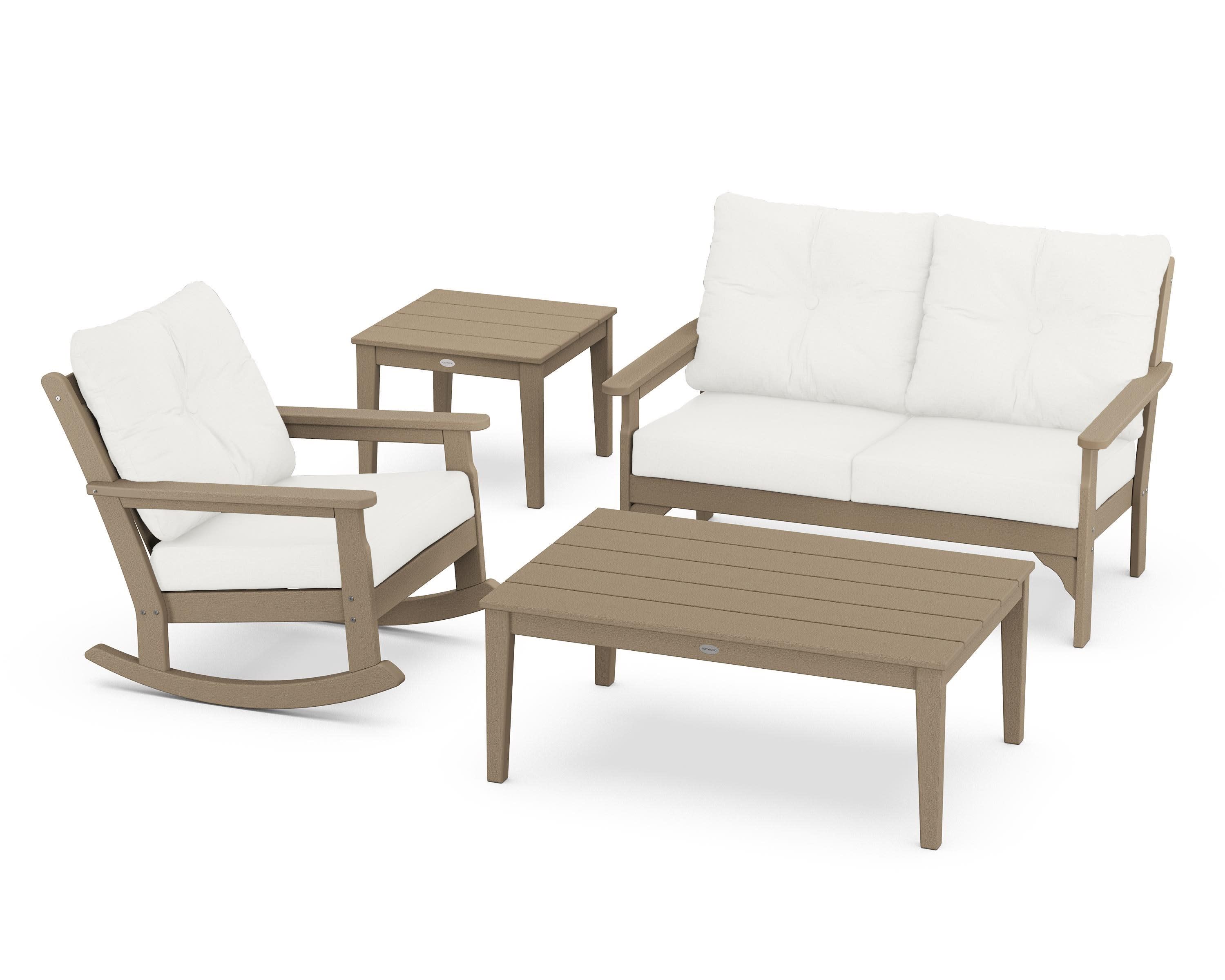 Vineyard 4-Piece Deep Seating Rocker Set in Vintage Sahara / Natural Linen