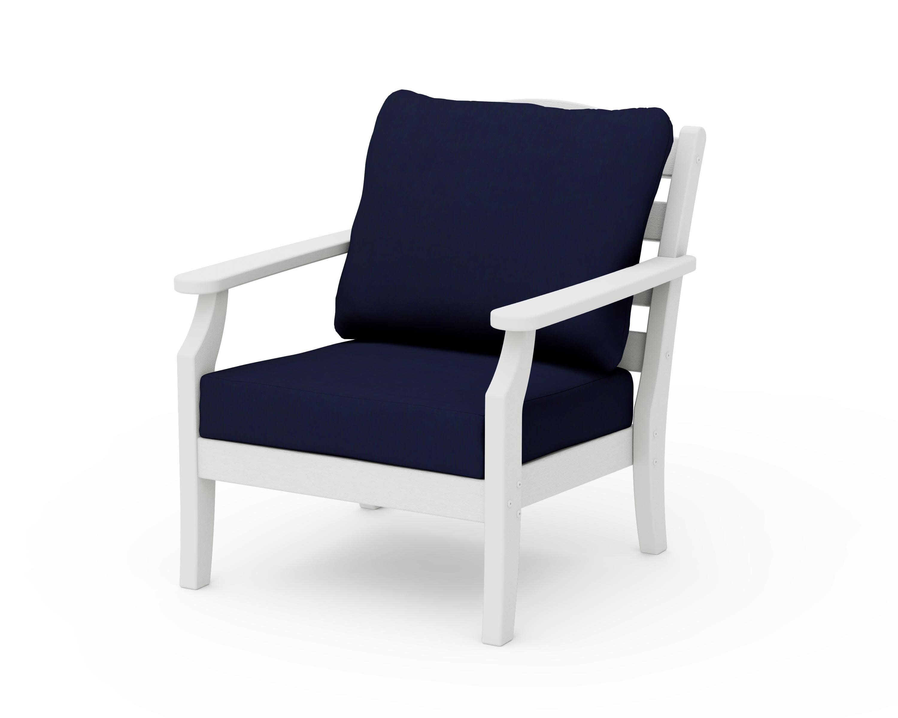 Savannah Deep Seating Chair in Vintage White / Navy