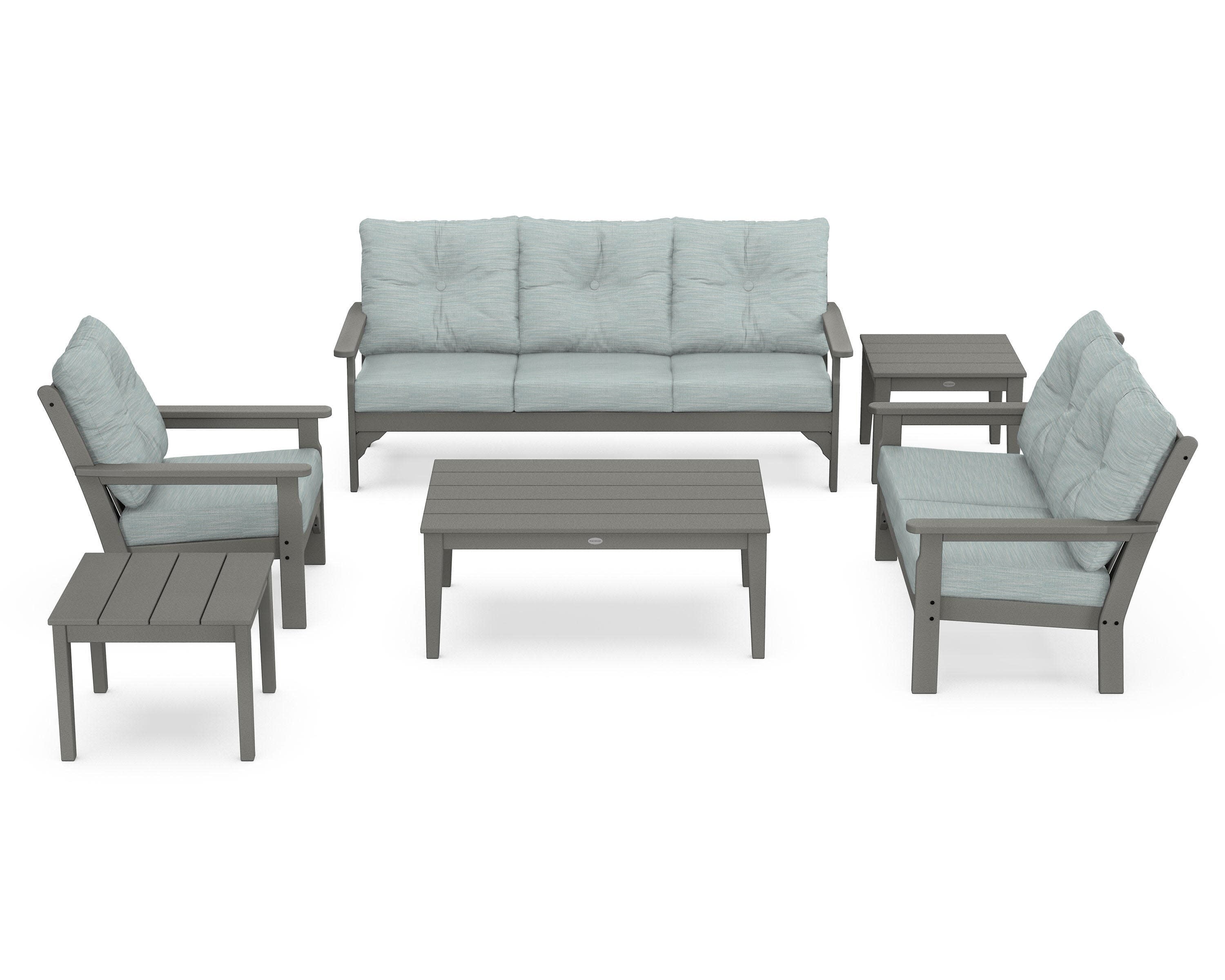 Vineyard 6-Piece Deep Seating Set in Slate Grey / Soothe Mist