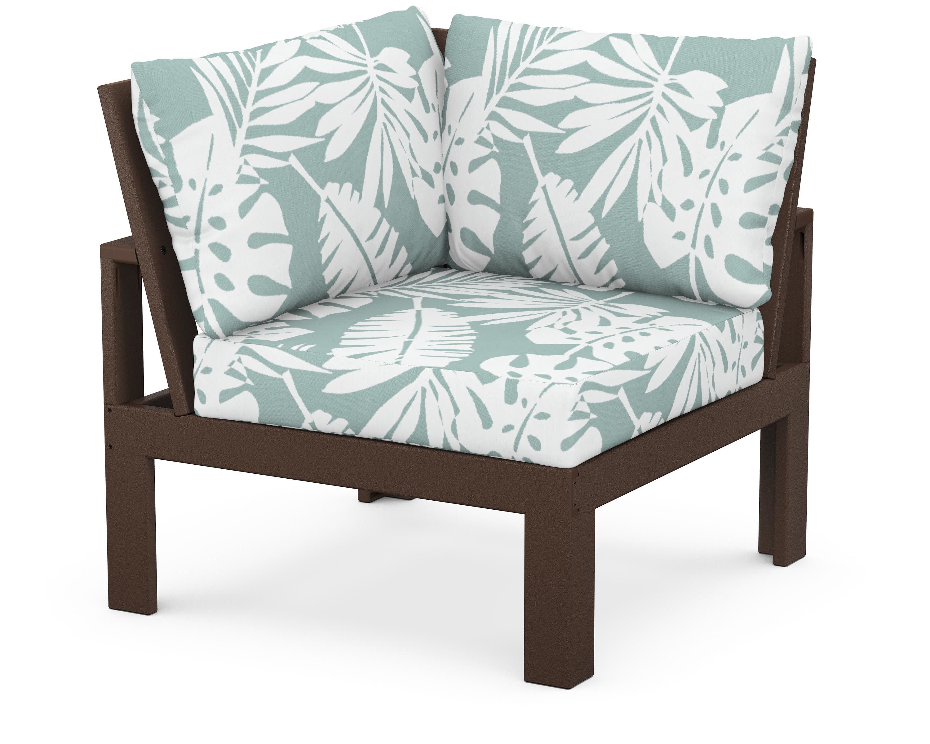 Modular Corner Chair in Mahogany / Leaf Glacier Spa