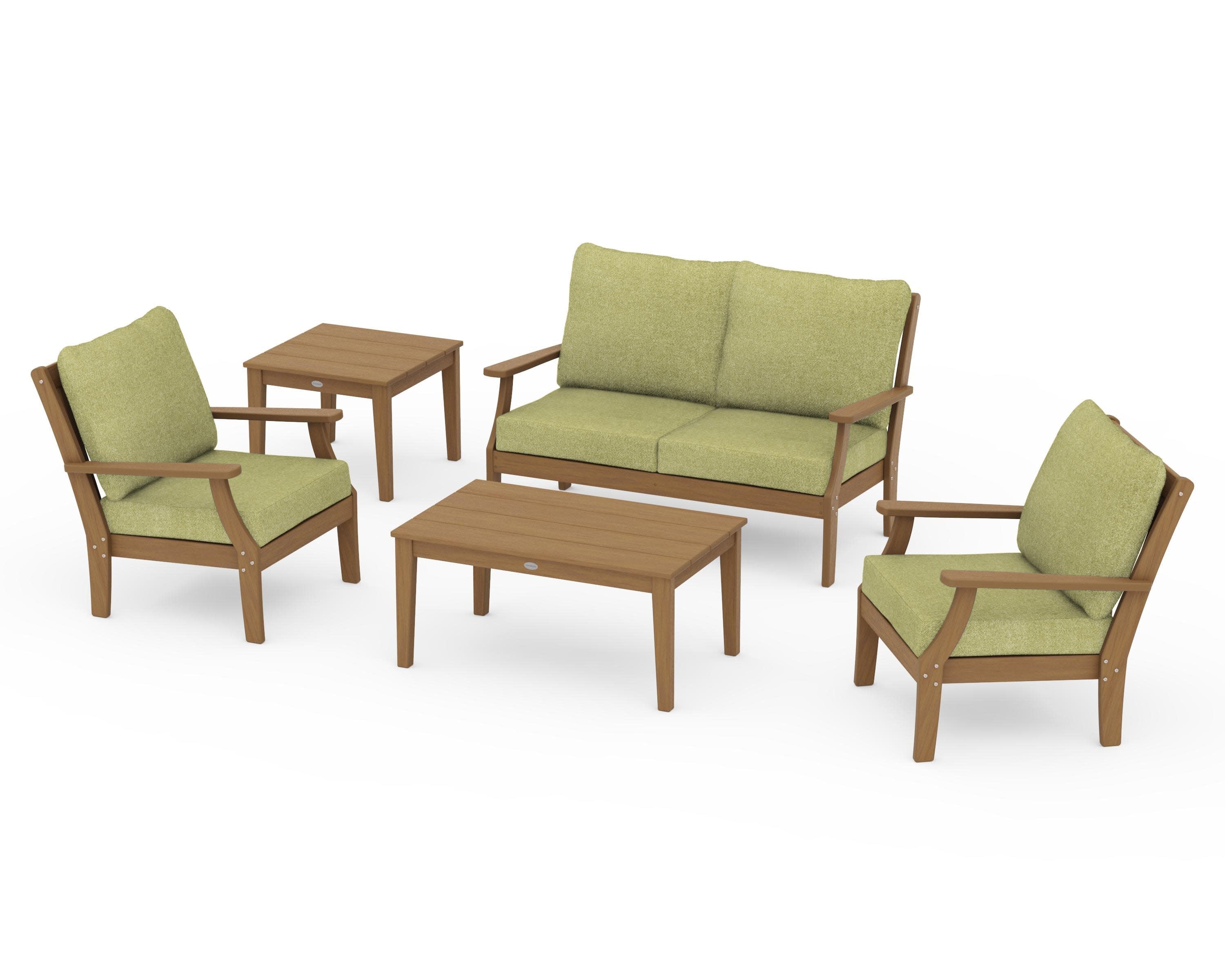 Braxton 5-Piece Deep Seating Set in Natural / Chartreuse Boucle