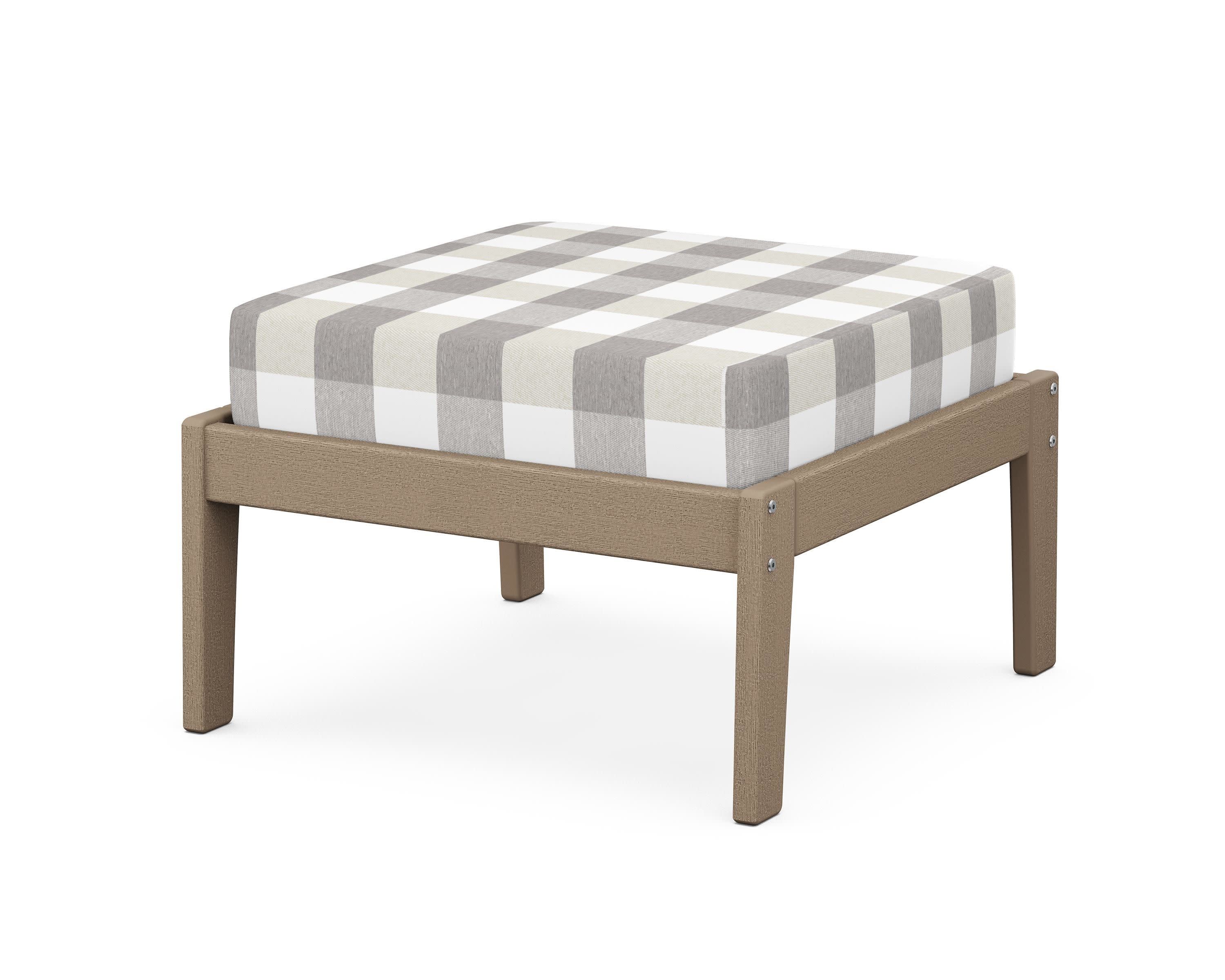 Deep Seating Ottoman in Vintage Sahara / Buffalo Plaid Grey Mist