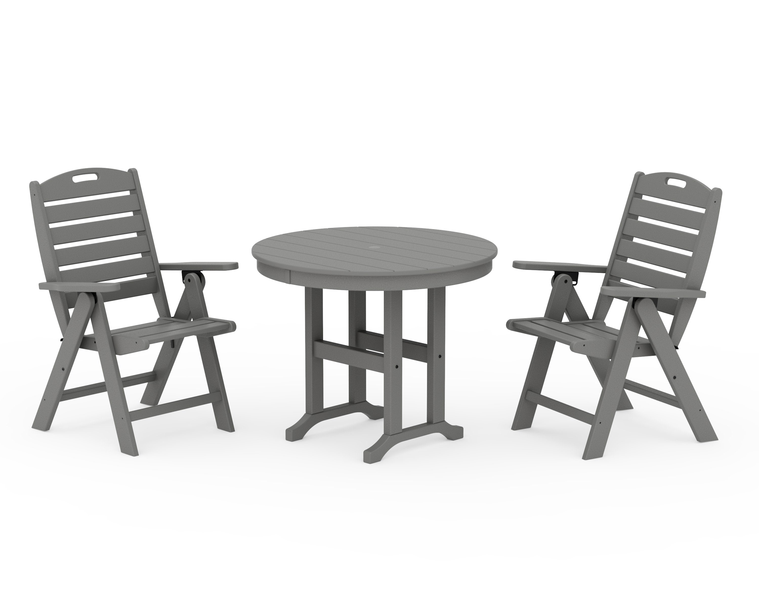 Nautical Folding Highback Chair 3-Piece Round Dining Set