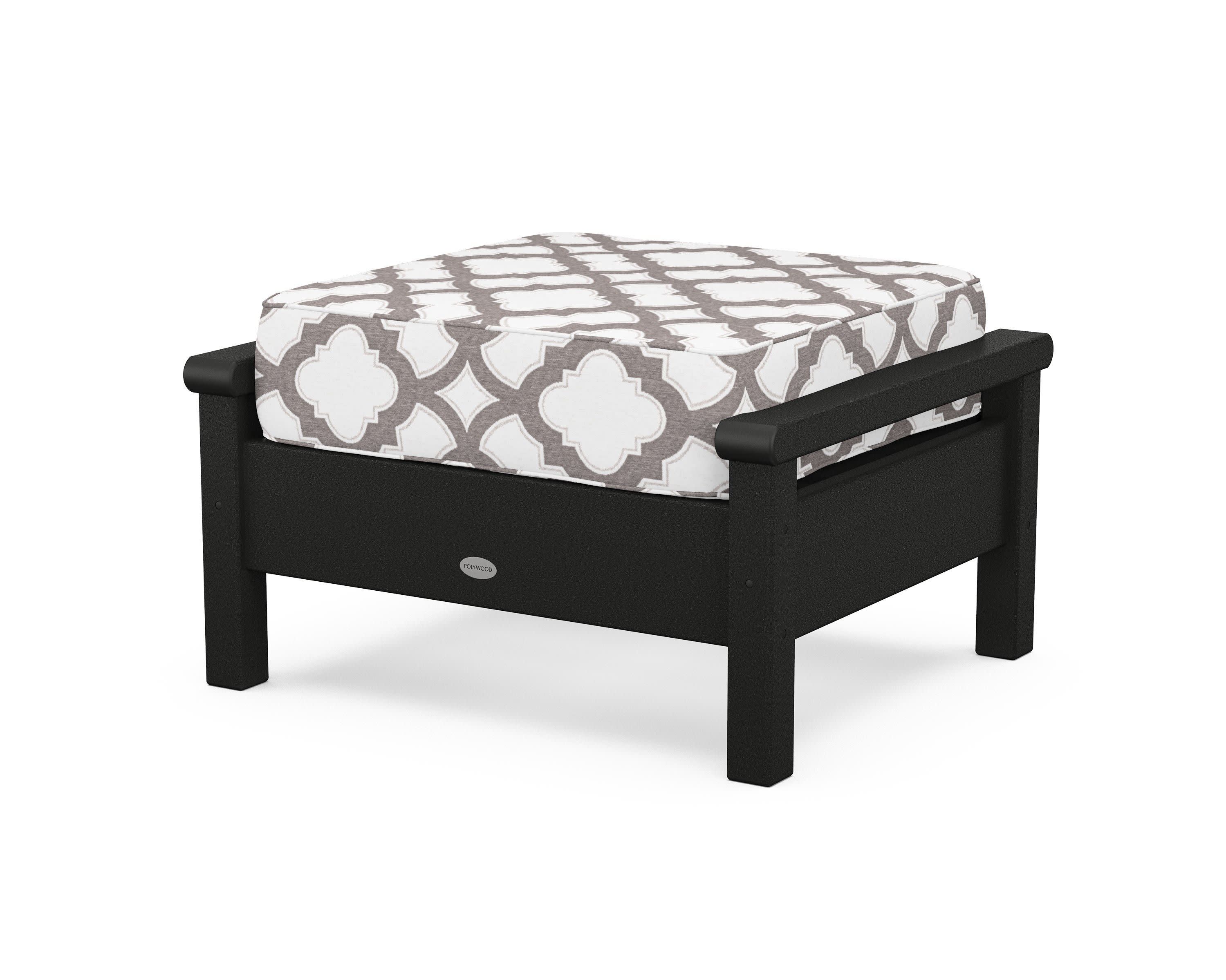 Harbour Deep Seating Ottoman in Black / Trellis Grey Mist