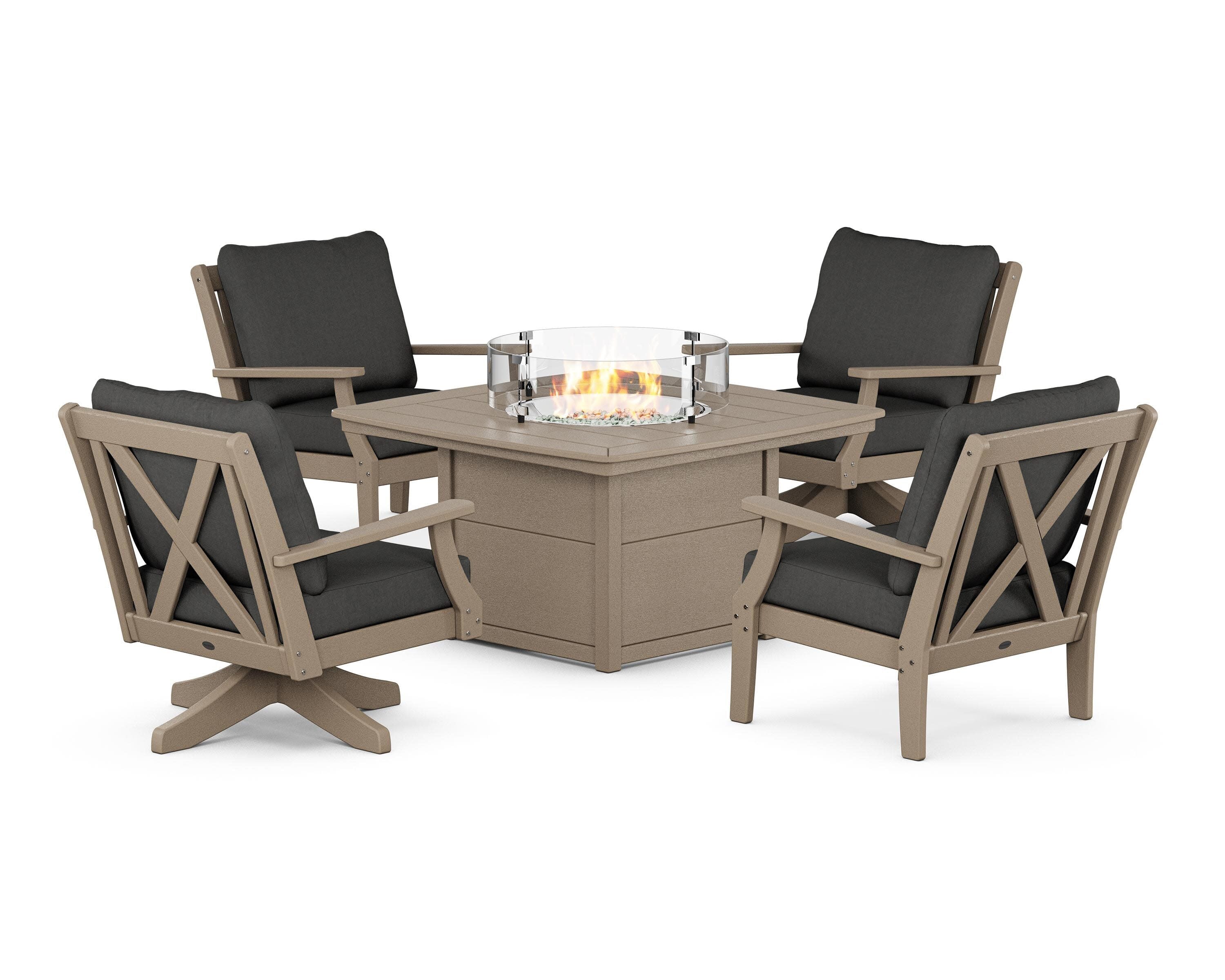 Braxton 5-Piece Deep Seating Set with Fire Table in Vintage Sahara / Spectrum Carbon