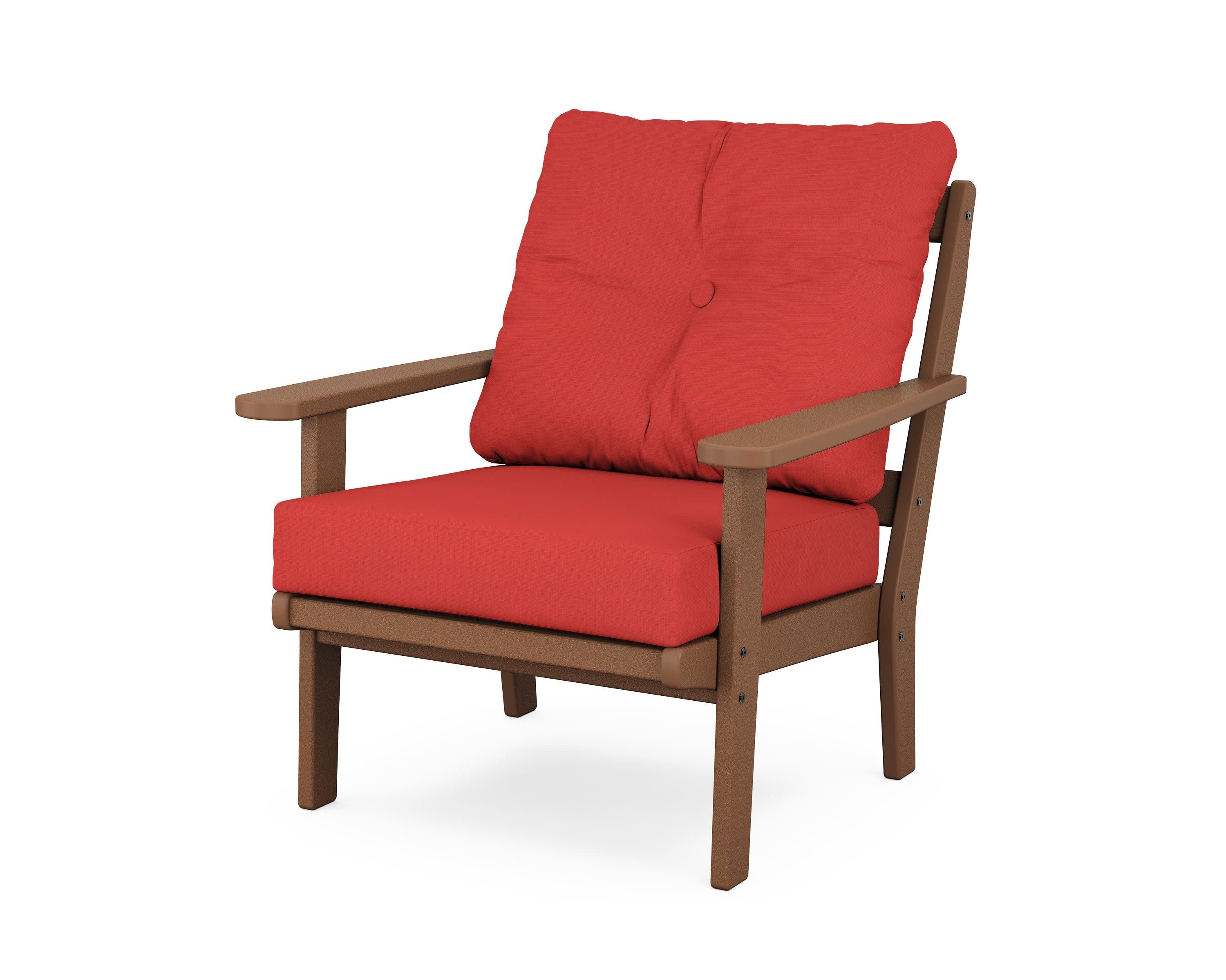 Mission Deep Seating Chair in Teak / Crimson Linen