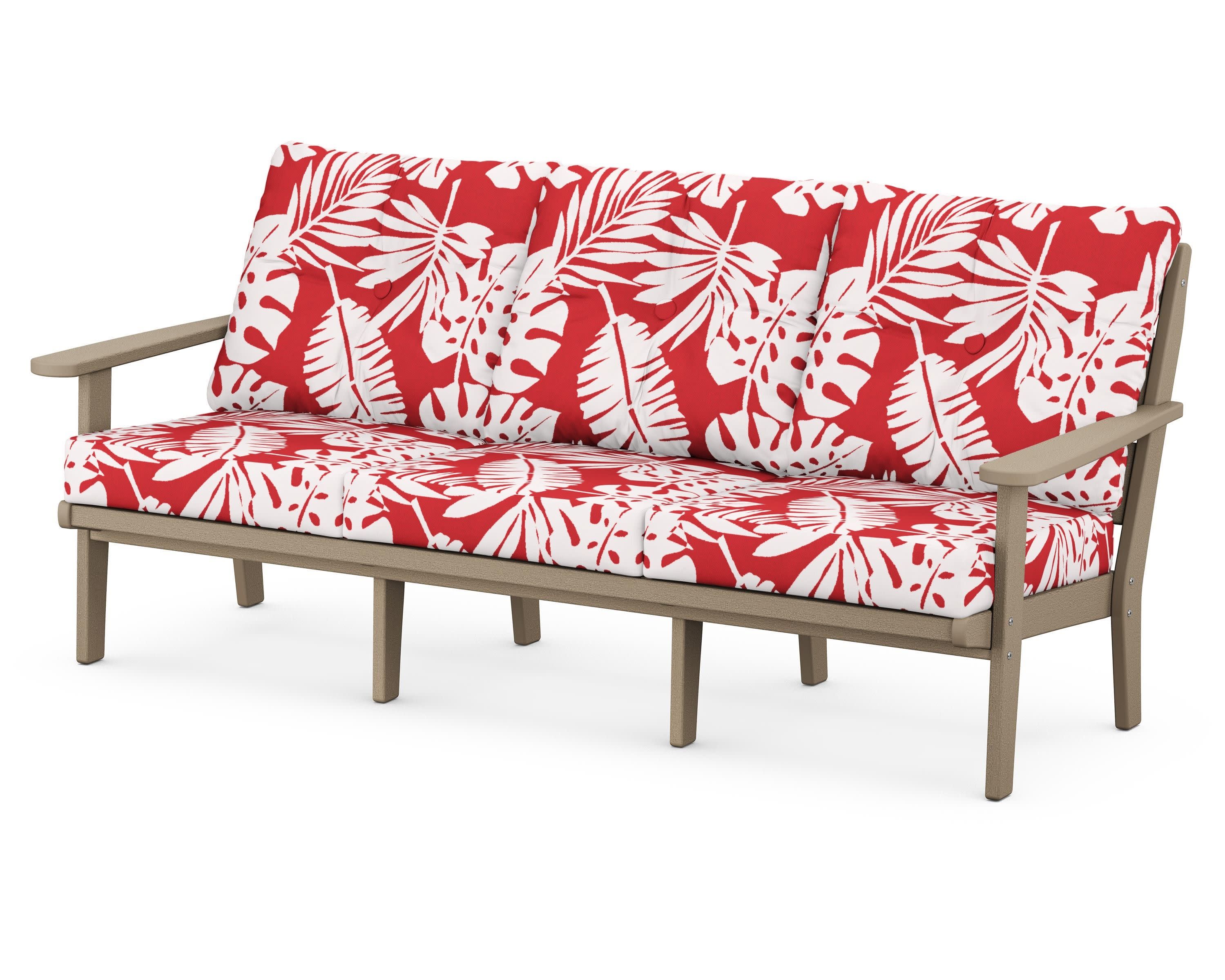 Lakeside Deep Seating Sofa in Vintage Sahara / Leaf Crimson
