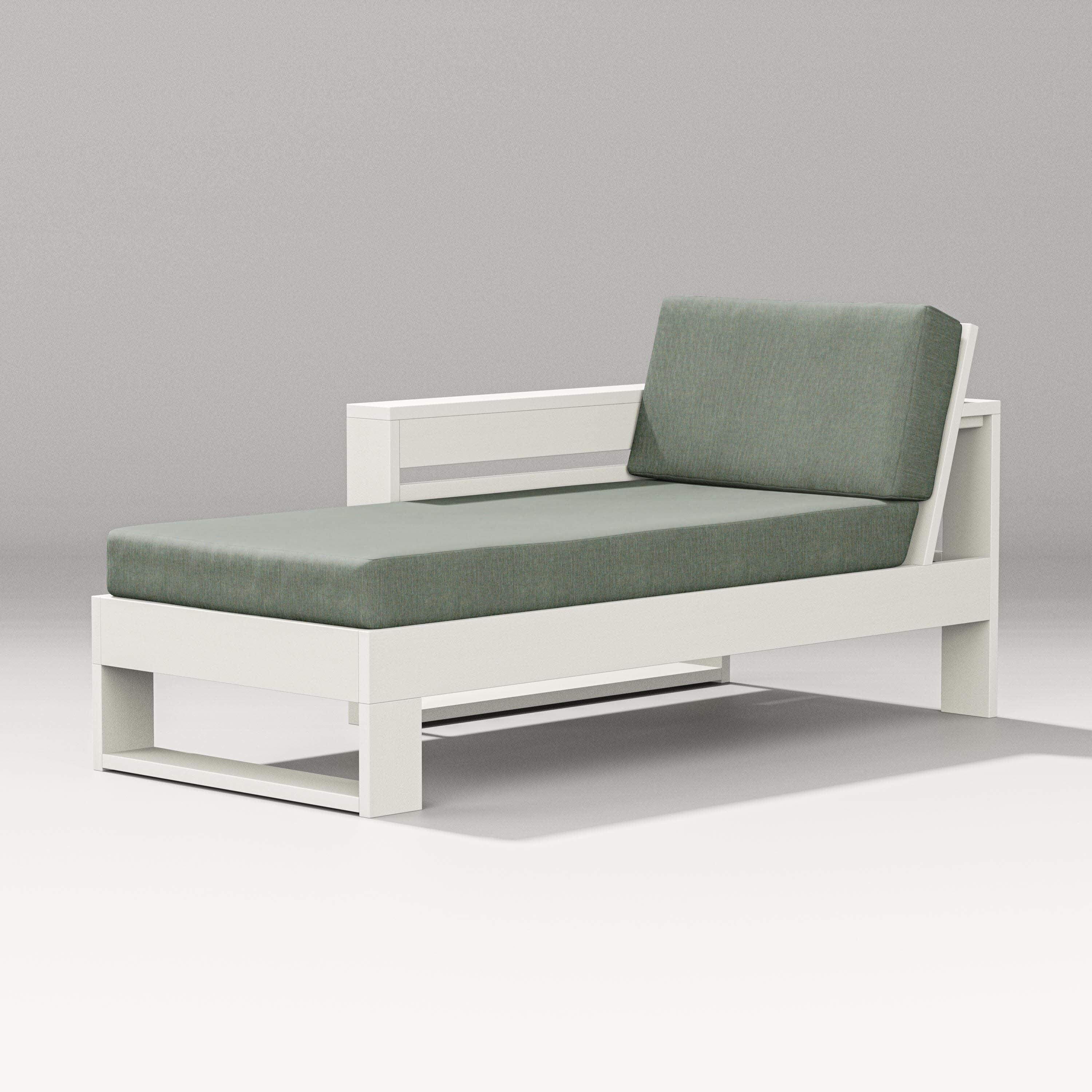 Latitude Modular Left Arm Chaise in Vintage White / Cast Sage
