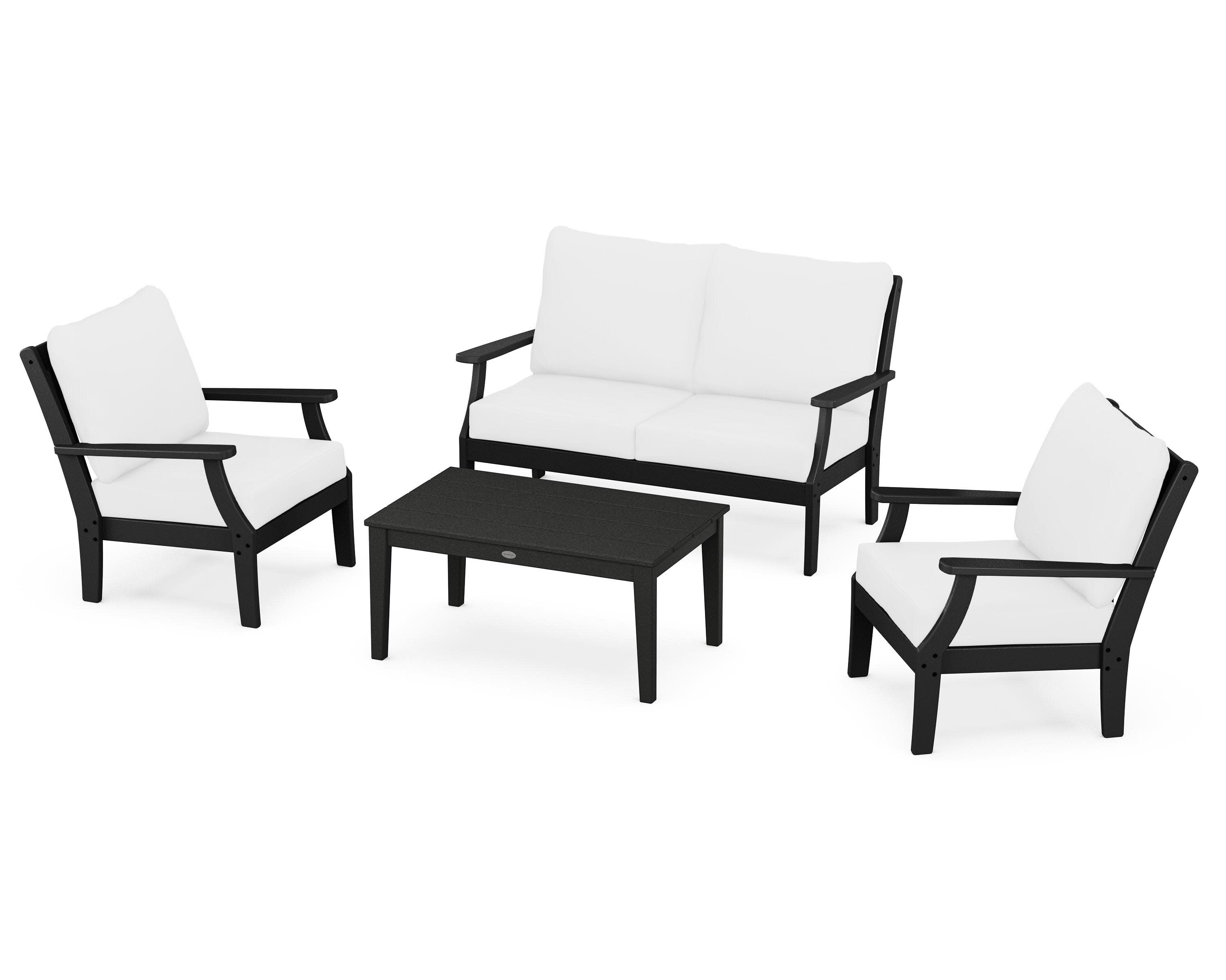 Braxton 4-Piece Deep Seating Chair Set in Black / Natural