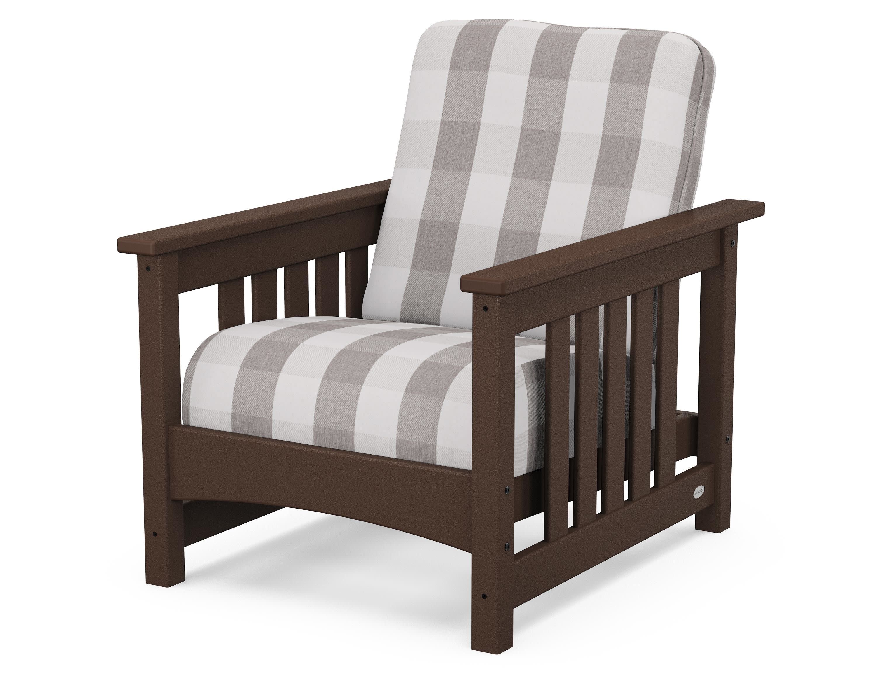 Club Mission Chair in Mahogany / Buffalo Plaid Grey Mist