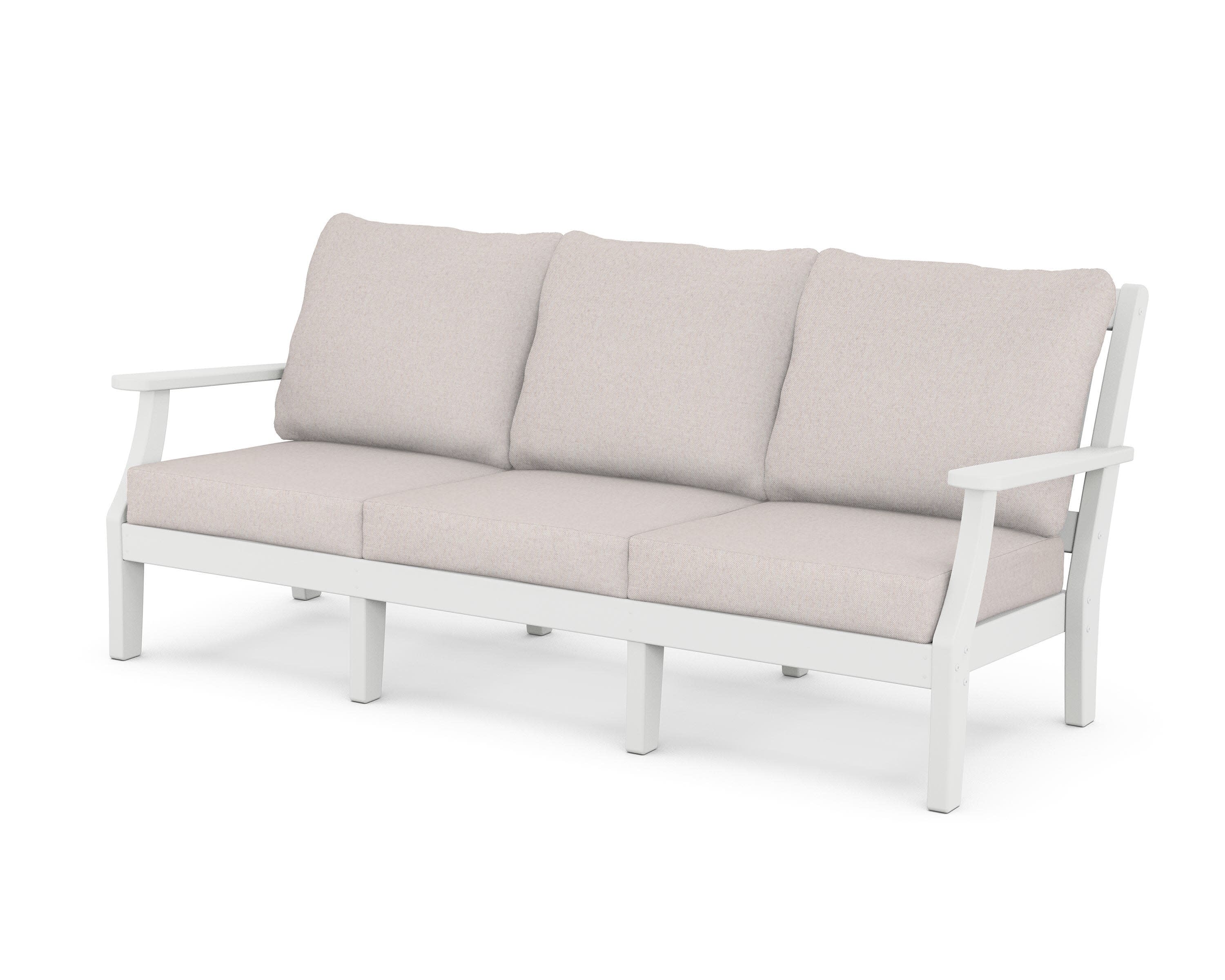 Chinoiserie Deep Seating Sofa in White / Dune Burlap