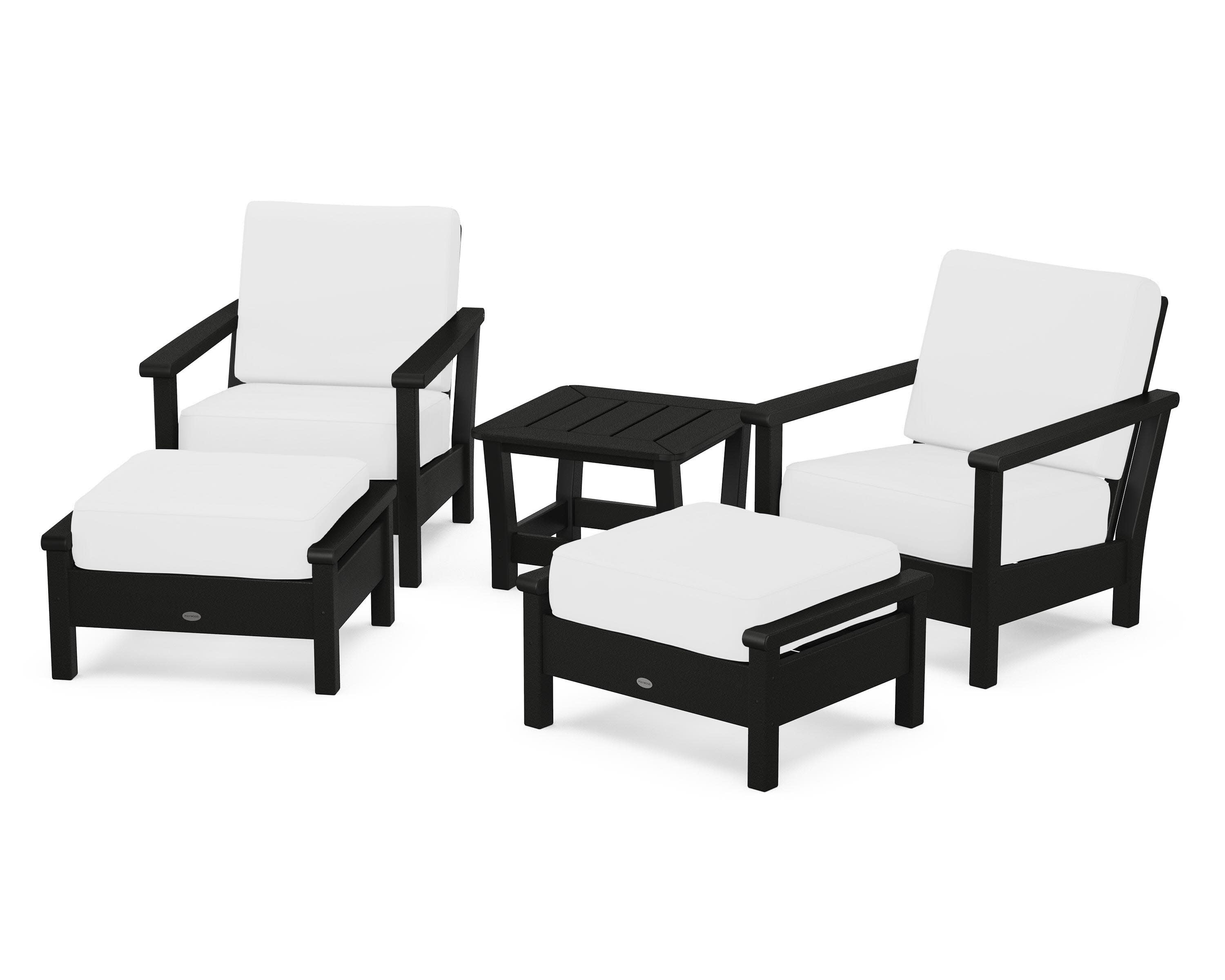 Harbour 5-Piece Deep Seating Chair Set in Black / Natural
