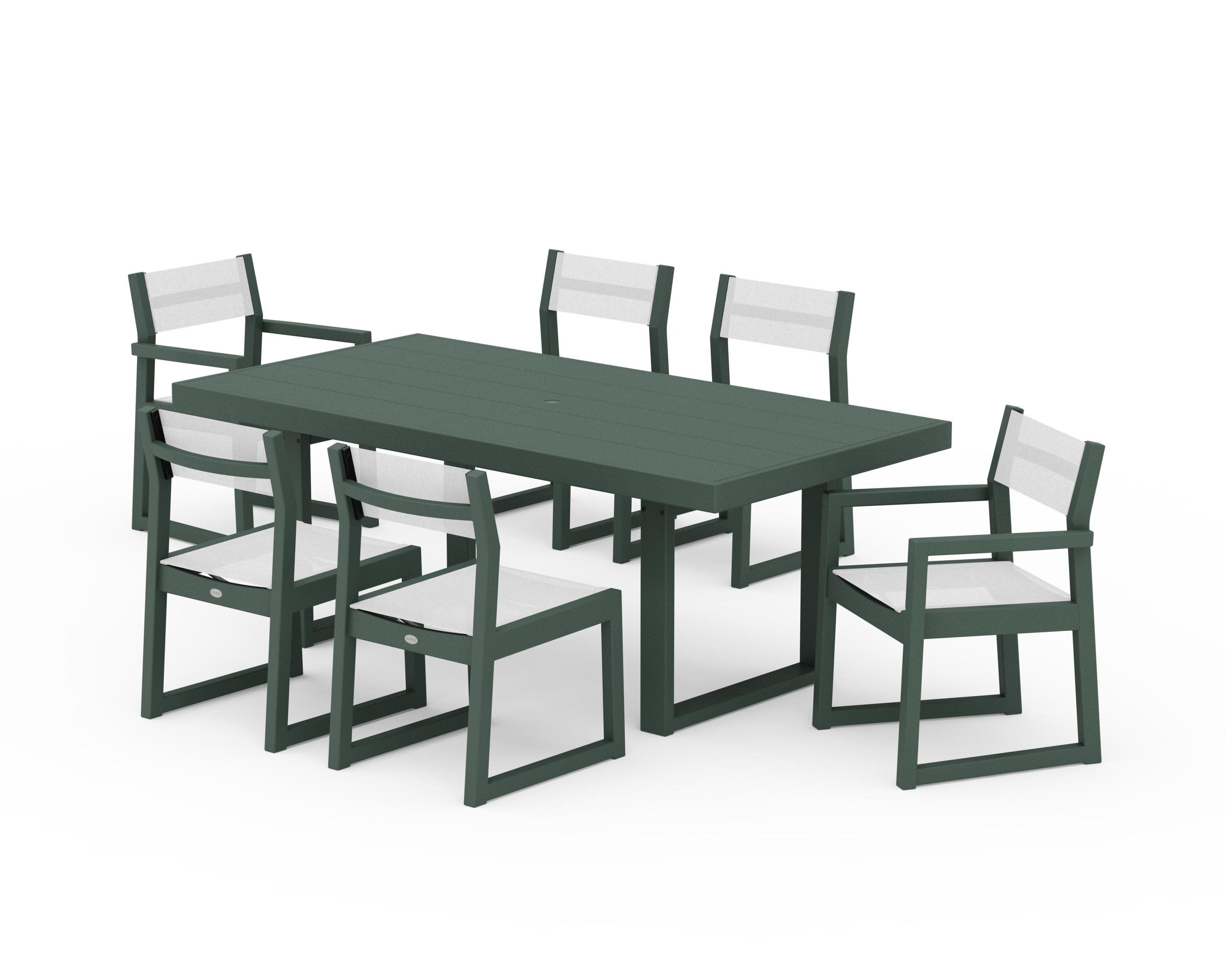 EDGE Sling 7-Piece Dining Set in Green / White Sling
