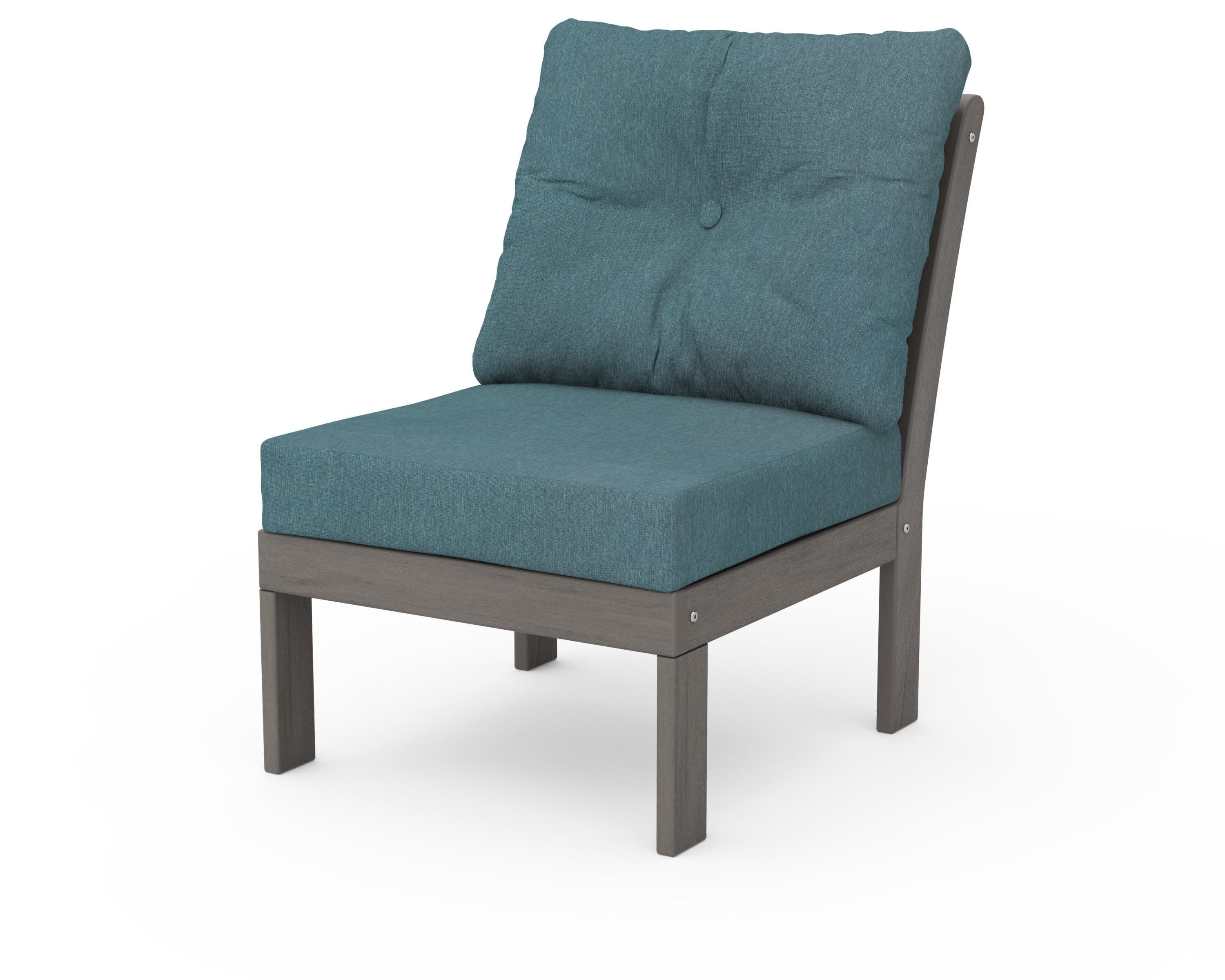 Vineyard Modular Armless Chair in Driftwood / Ocean Teal