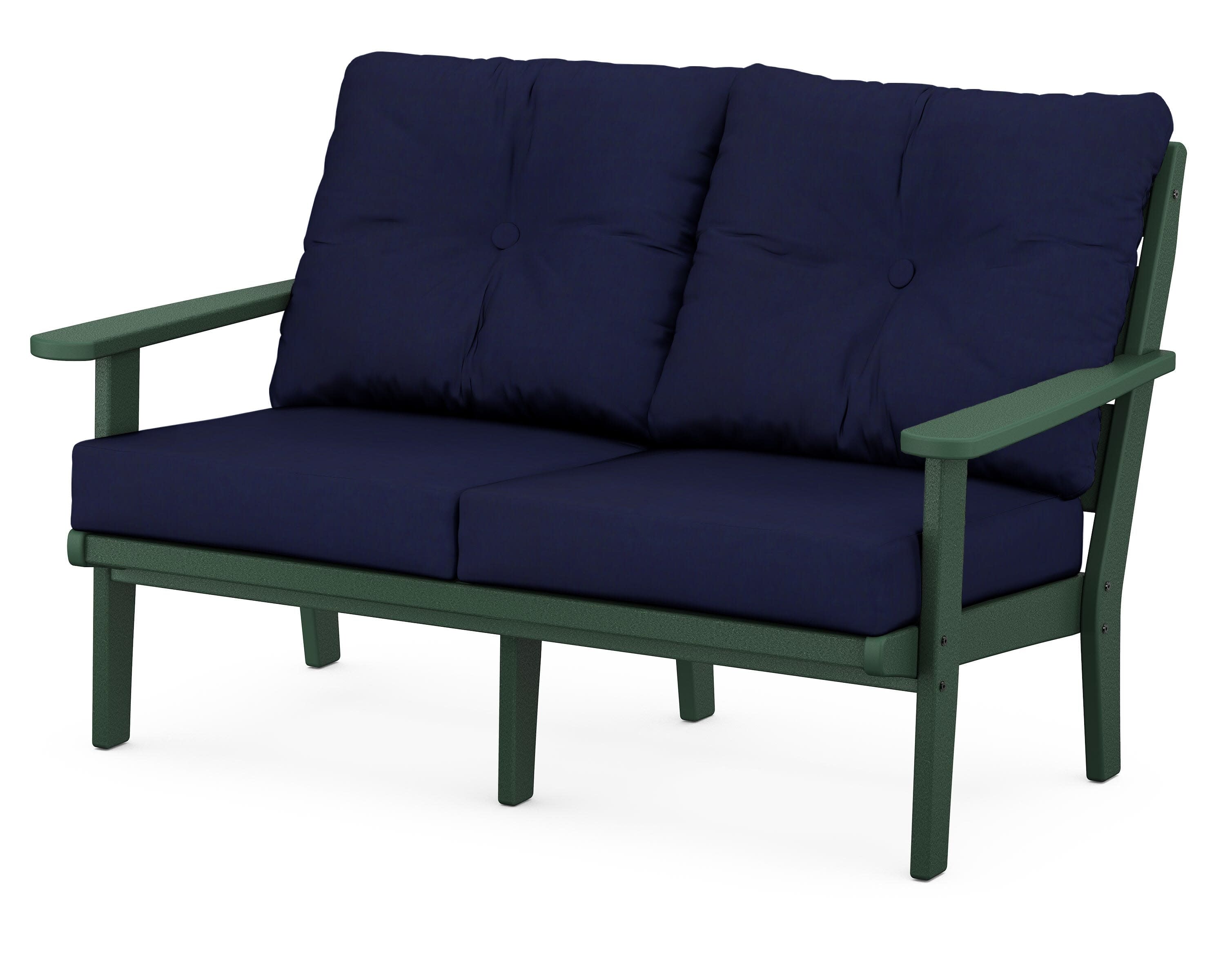 Lakeside Deep Seating Loveseat in Green / Navy