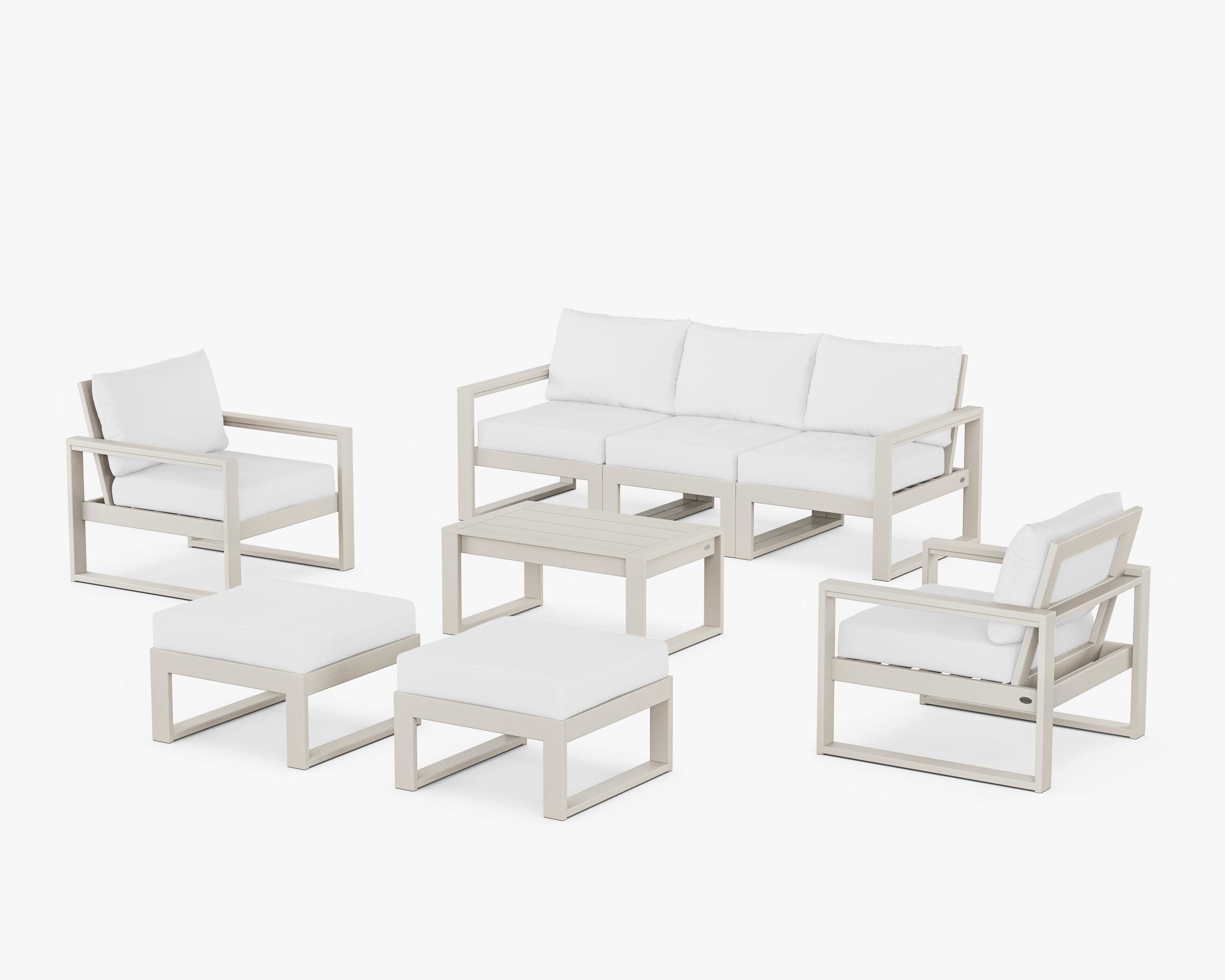 EDGE Sectional 8-Piece Lounge Sofa Set in Sand / Natural