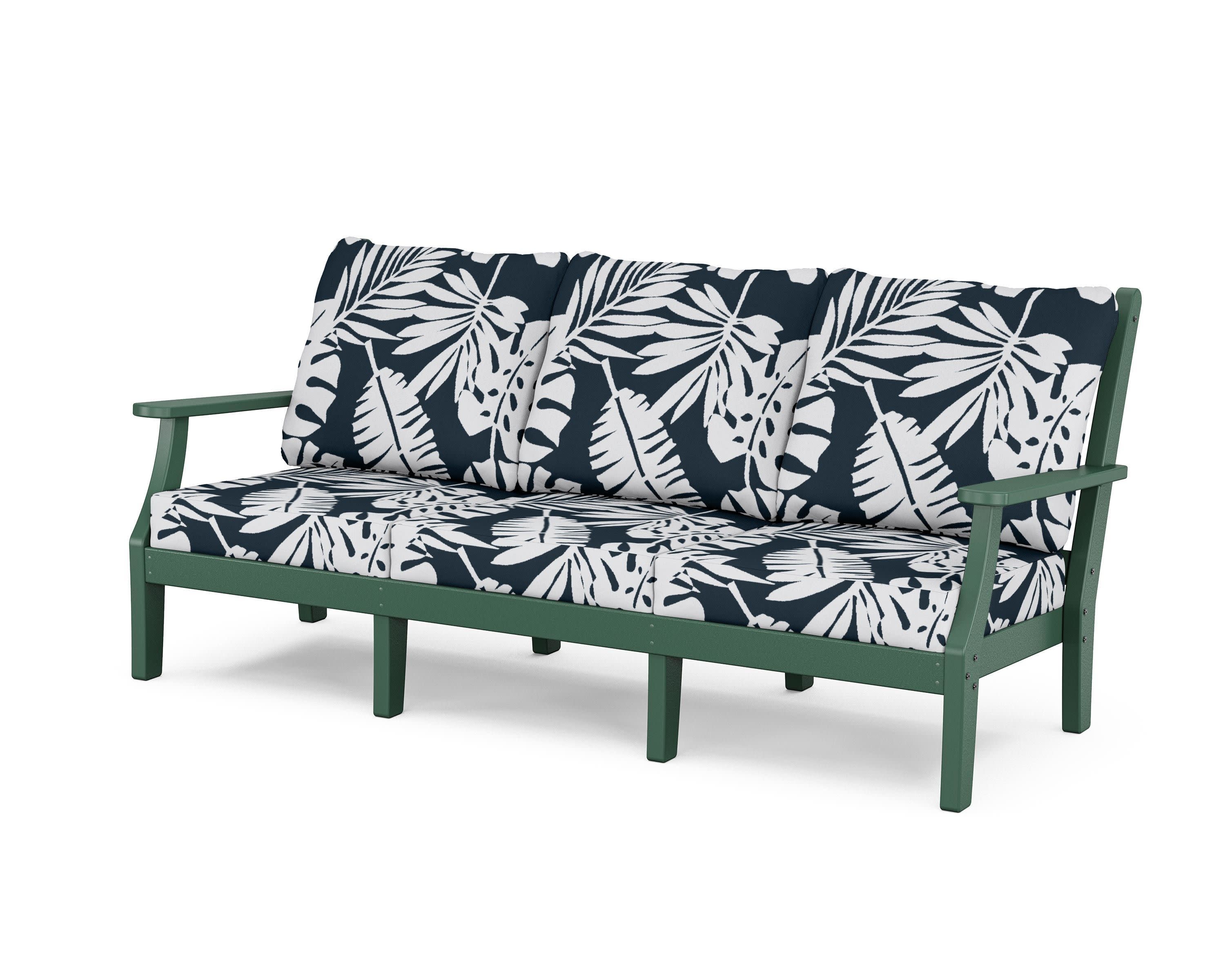 Wovendale Deep Seating Sofa in Green / Leaf Marine Indigo
