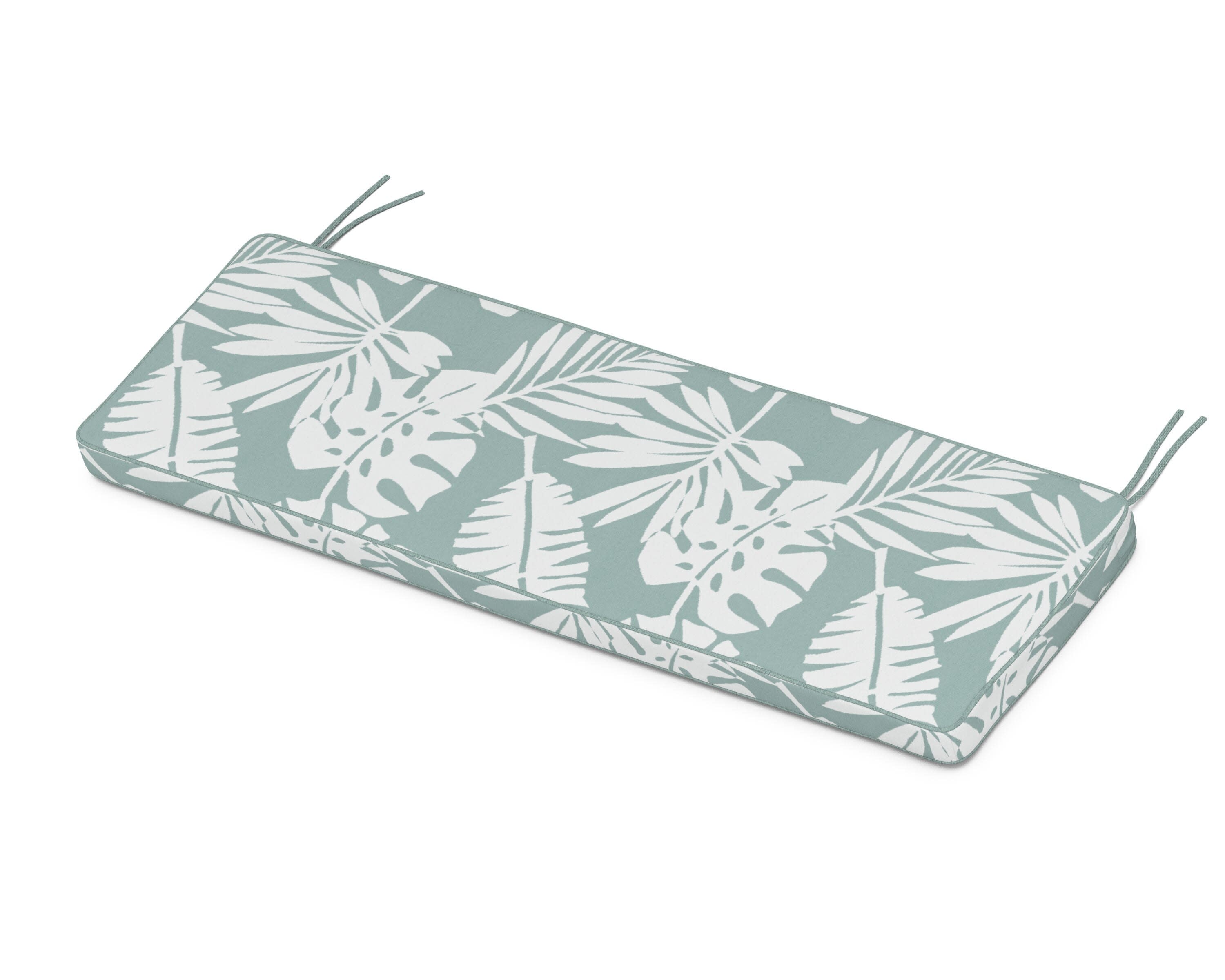 Chinoiserie Bench Seat Cushion in Leaf Glacier Spa